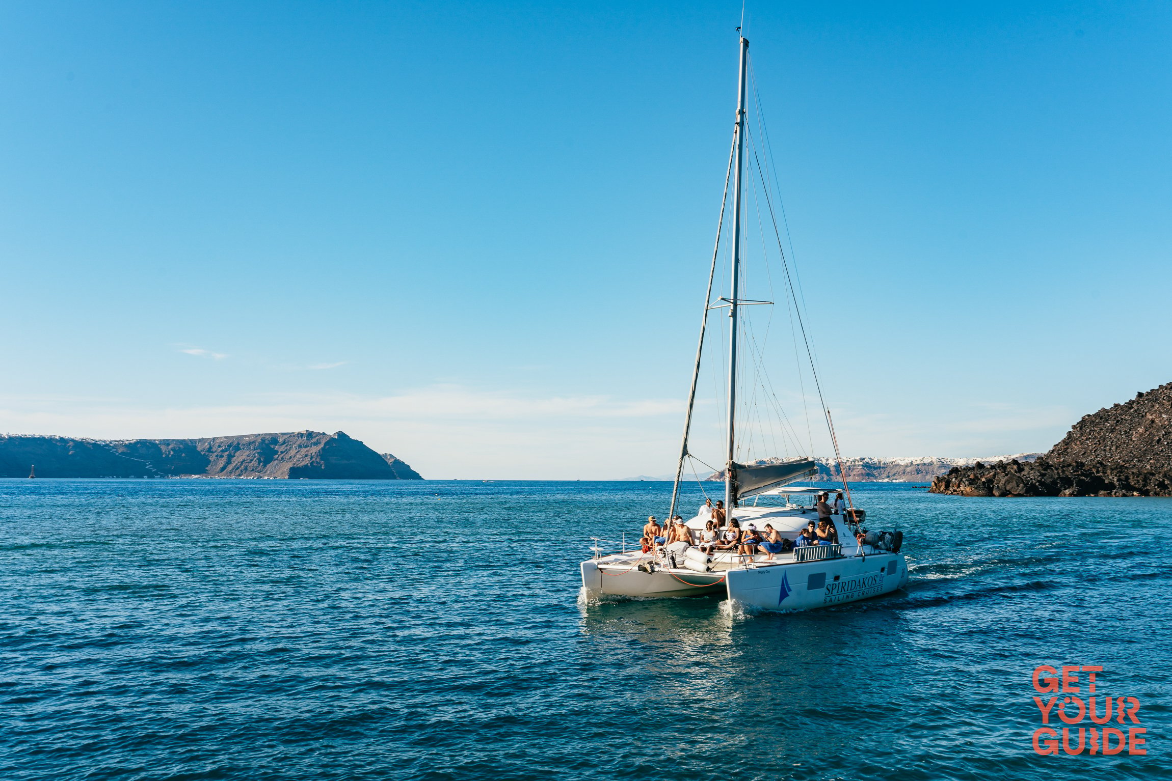 Private Santorini Catamaran Cruise with Fresh BBQ & Open Bar