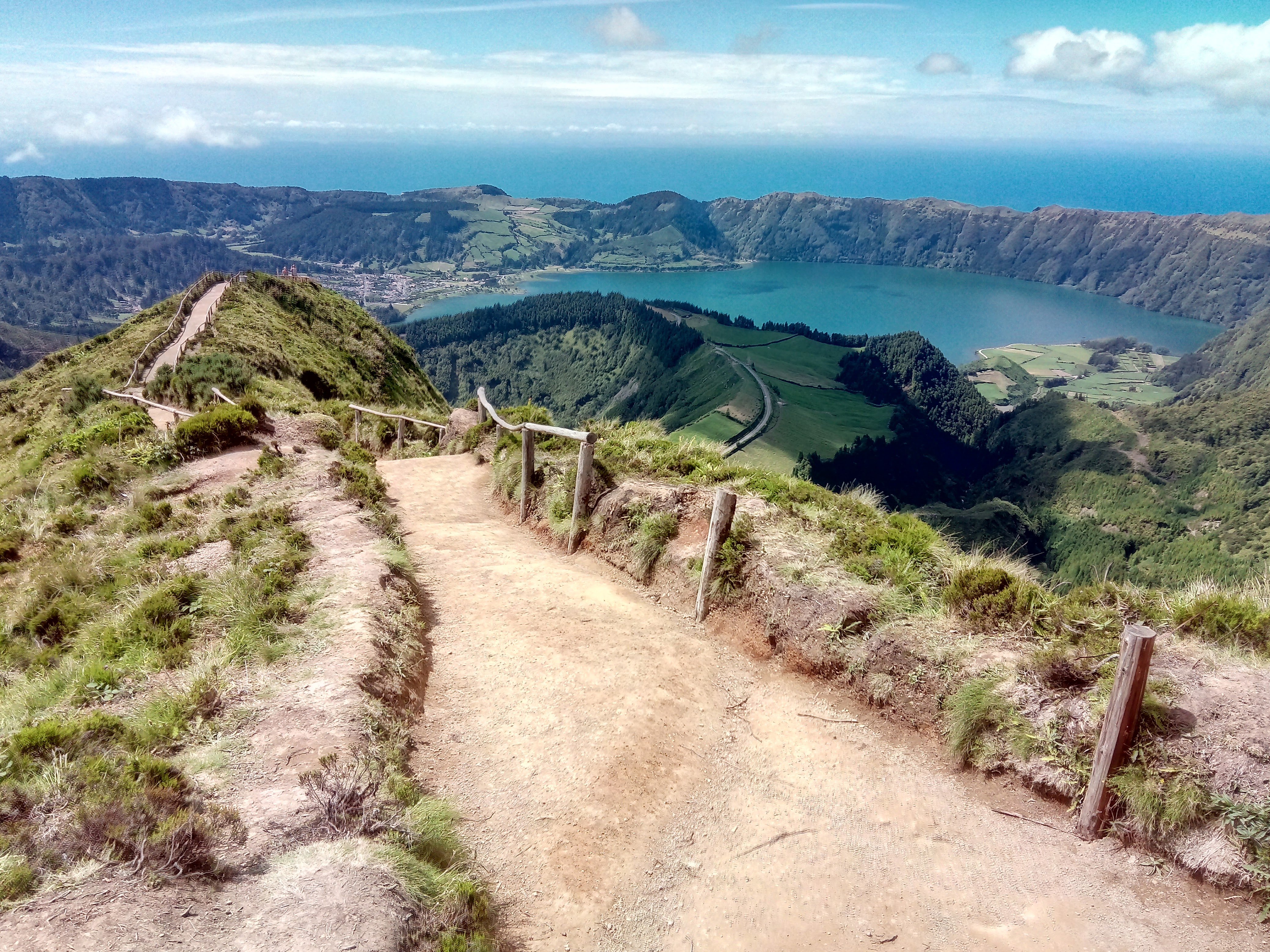 Footpath following the green edge of the Sete Cidades caldera