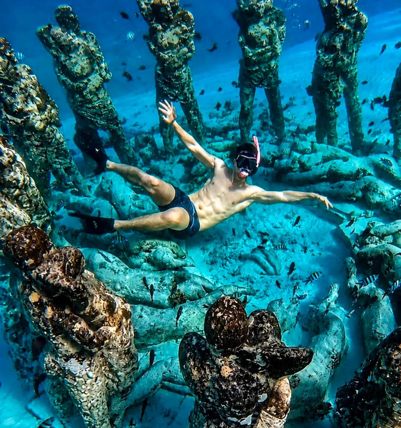 Three Gili Islands Snorkeling Adventure with Sea Turtles & Underwater Statues