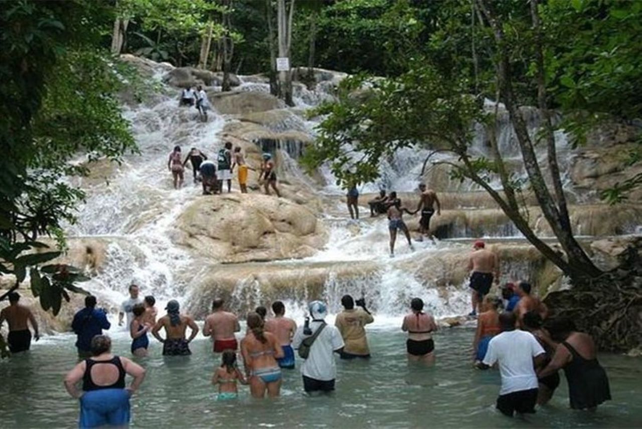 Dunn's River Falls & Green Grotto Caves Adventure from Falmouth