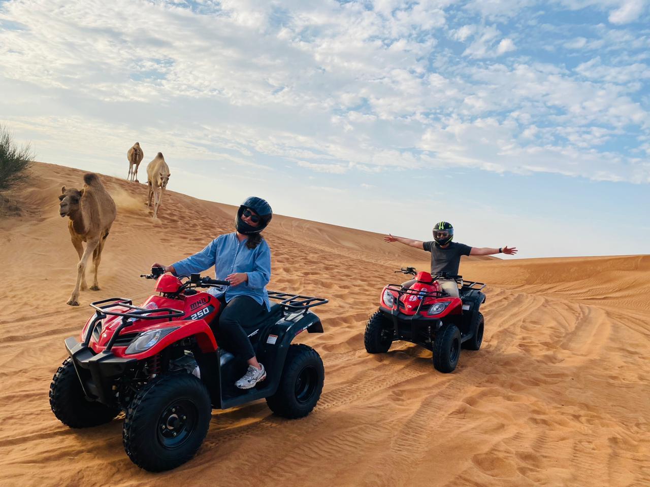 Dubai Desert Quad Biking, Camel Trekking & Arabian Refreshments