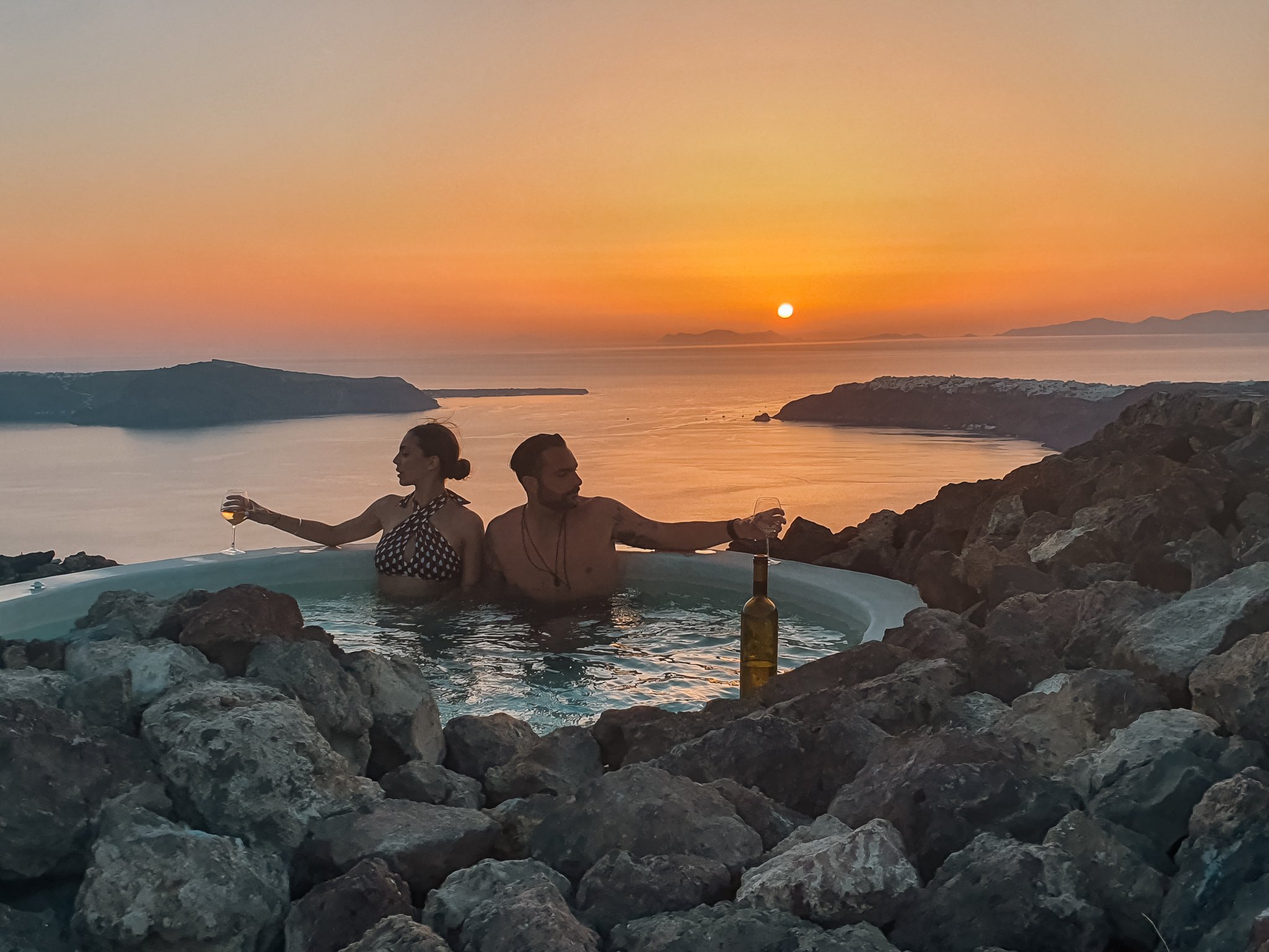 Santorini Volcanic Hot Tub for Two with Caldera Views