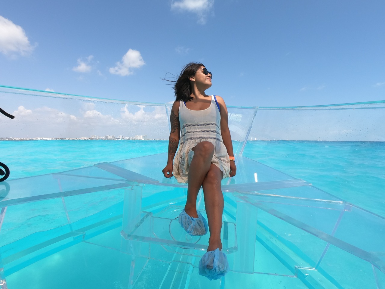 Clear-Bottom Boat Adventure in Cancun