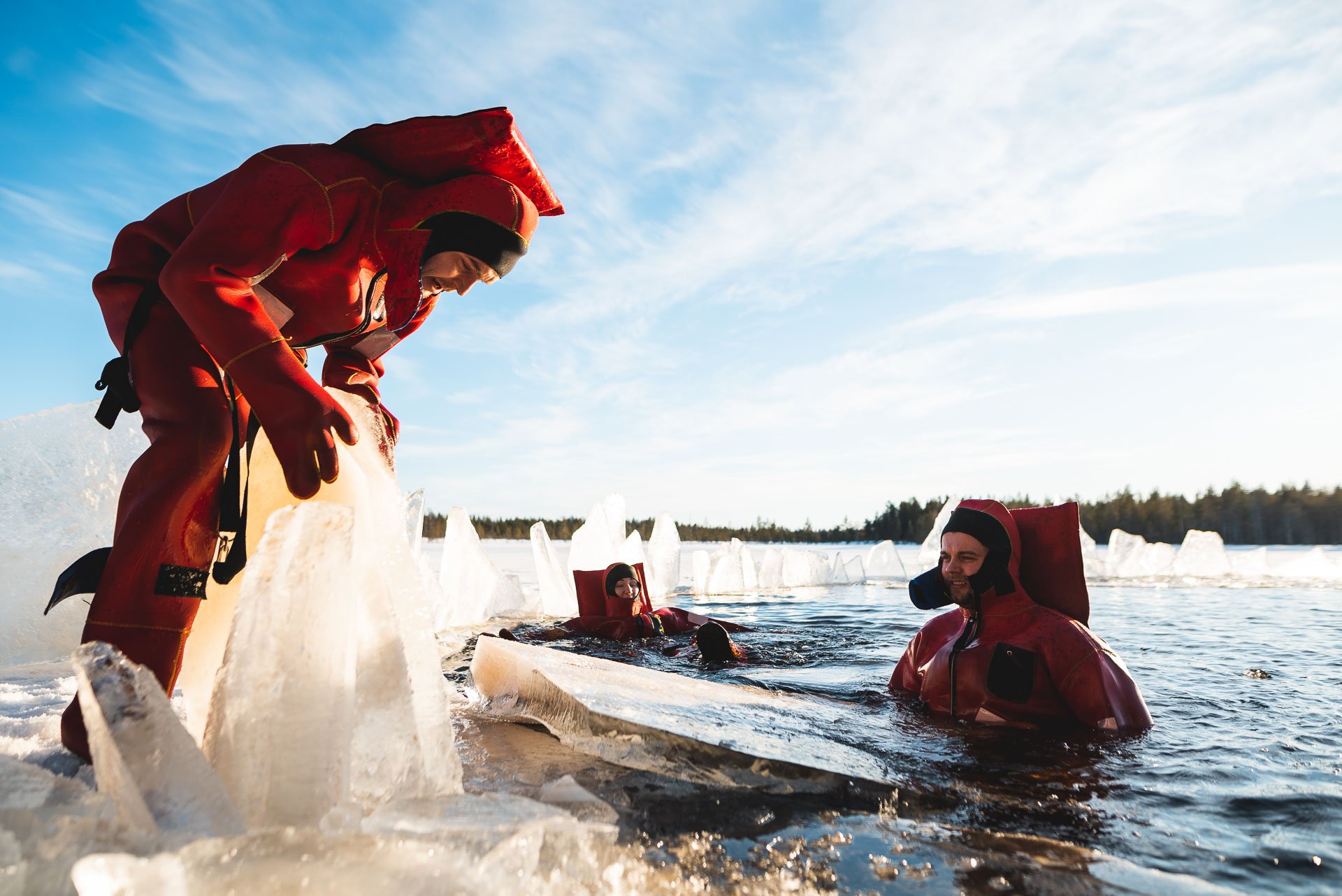 Arctic Ice Floating on a Frozen Lake – Rovaniemi Winter Adventure