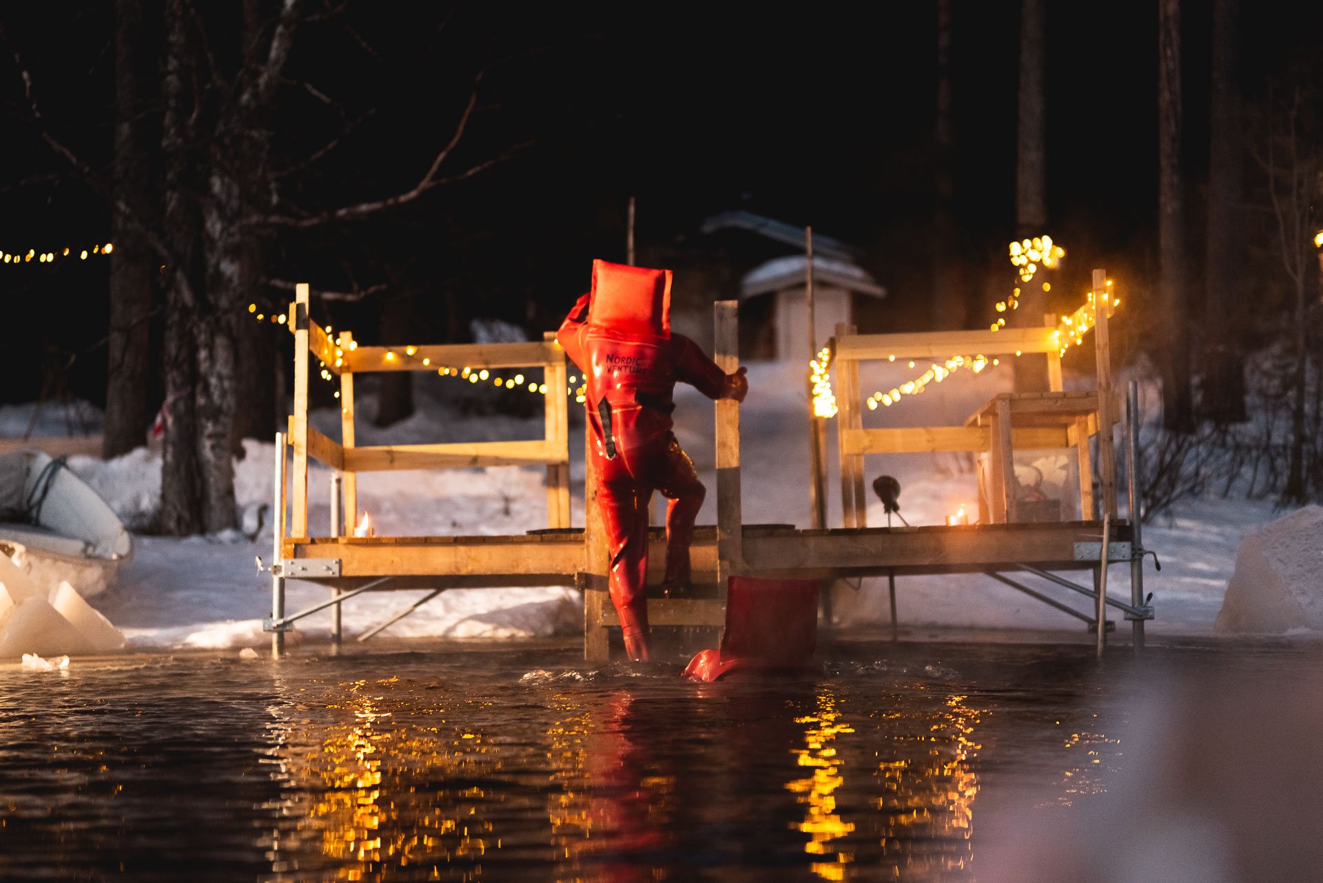 Arctic Ice Floating on a Frozen Lake – Rovaniemi Winter Adventure
