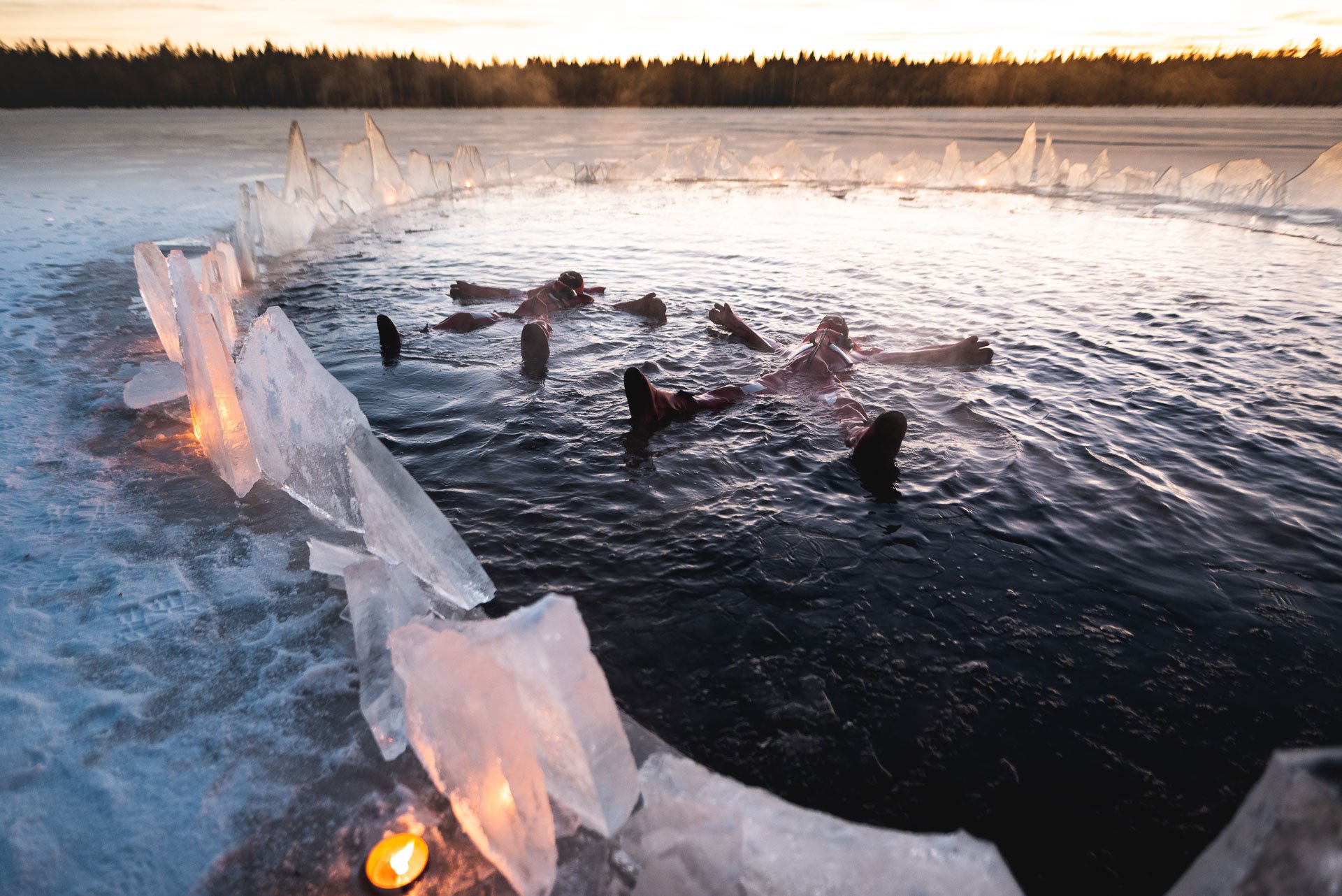 Arctic Ice Floating on a Frozen Lake – Rovaniemi Winter Adventure