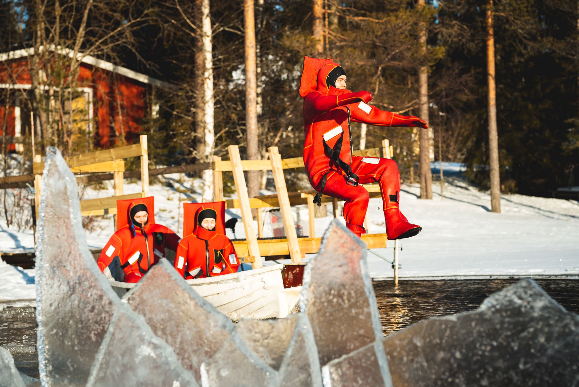 Arctic Ice Floating on a Frozen Lake – Rovaniemi Winter Adventure