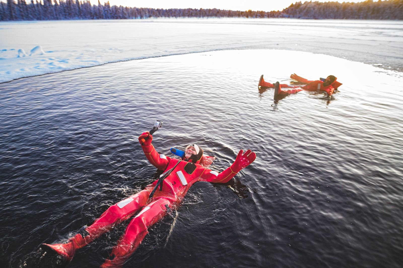 Arctic Ice Floating on a Frozen Lake – Rovaniemi Winter Adventure