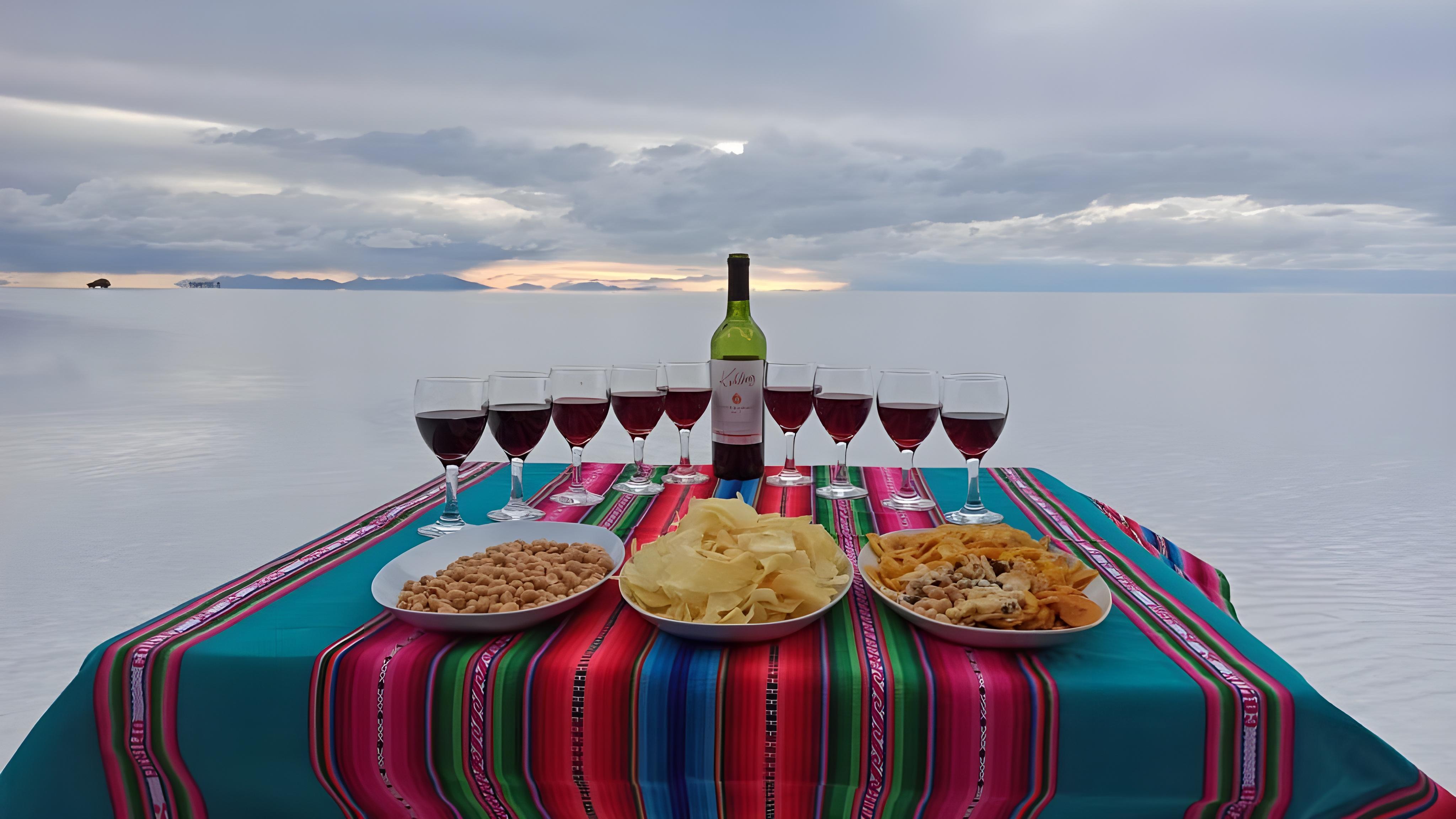 Uyuni Salt Flats Sunset Tour with Wine & Lunch