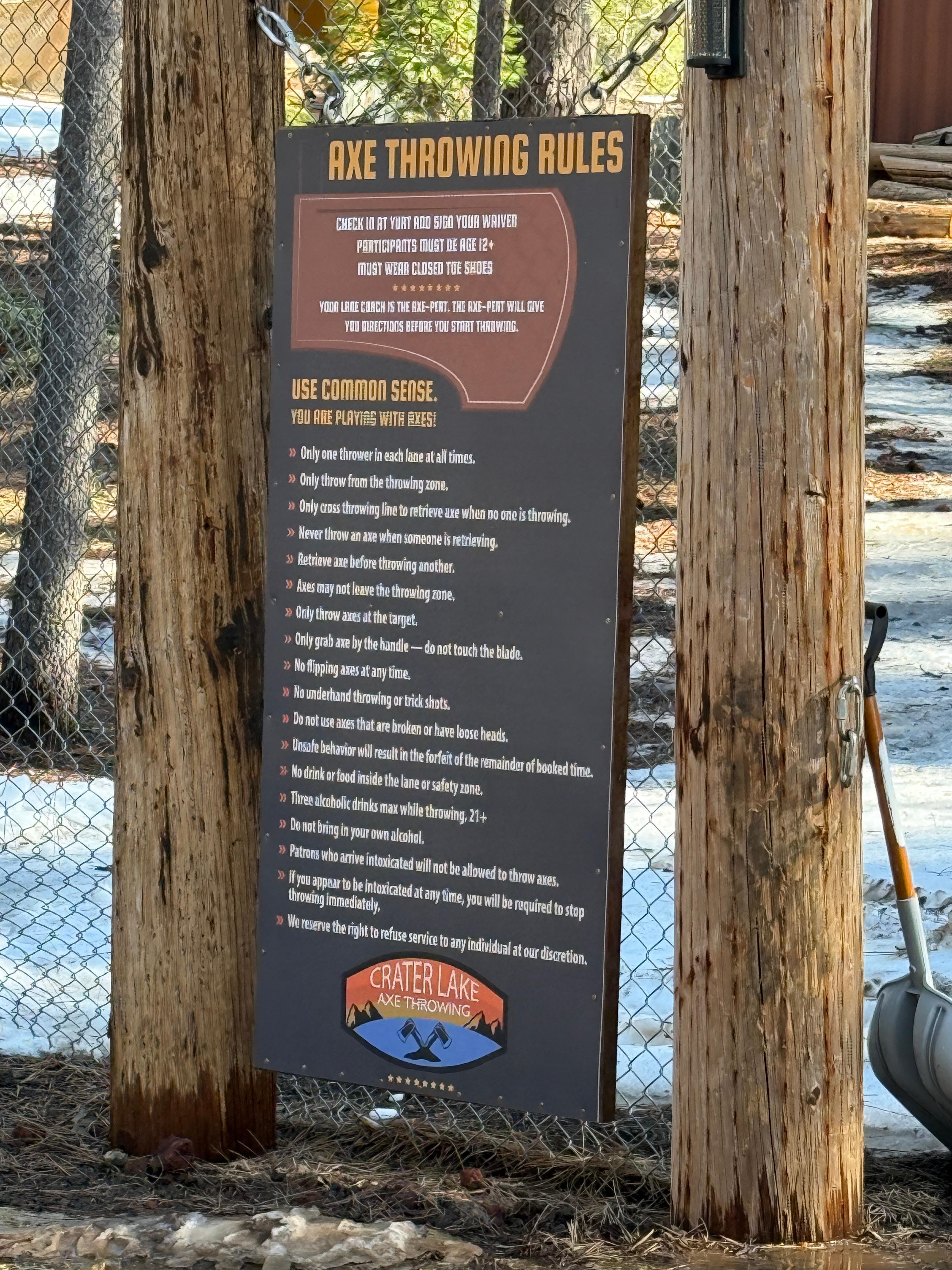 Crater Lake Outdoor Axe Throwing Adventure