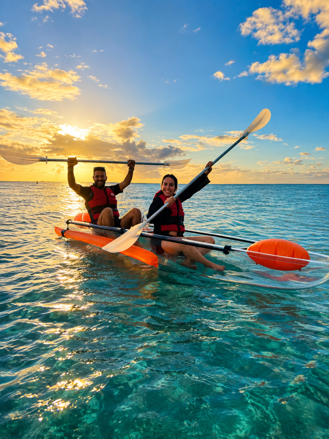 Clear-Bottom Kayak Adventure in Mauritius Lagoon