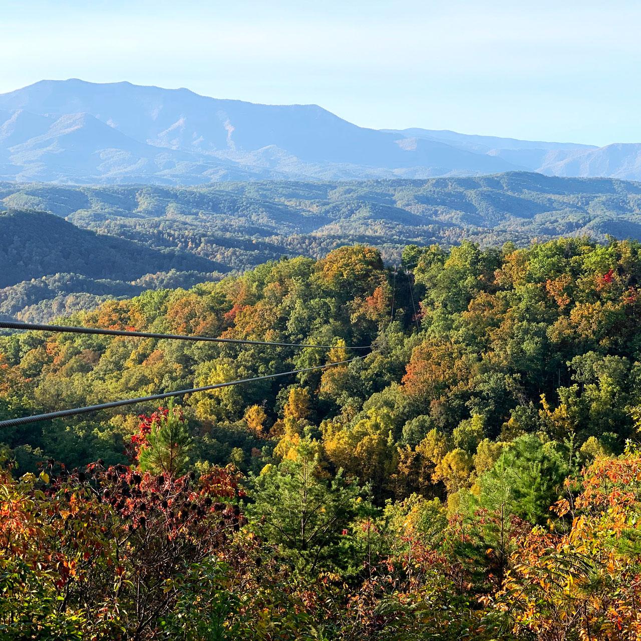 Pigeon Forge zipline in the Great Smoky Mountains — canopy tour ridge-line zip line photo 5