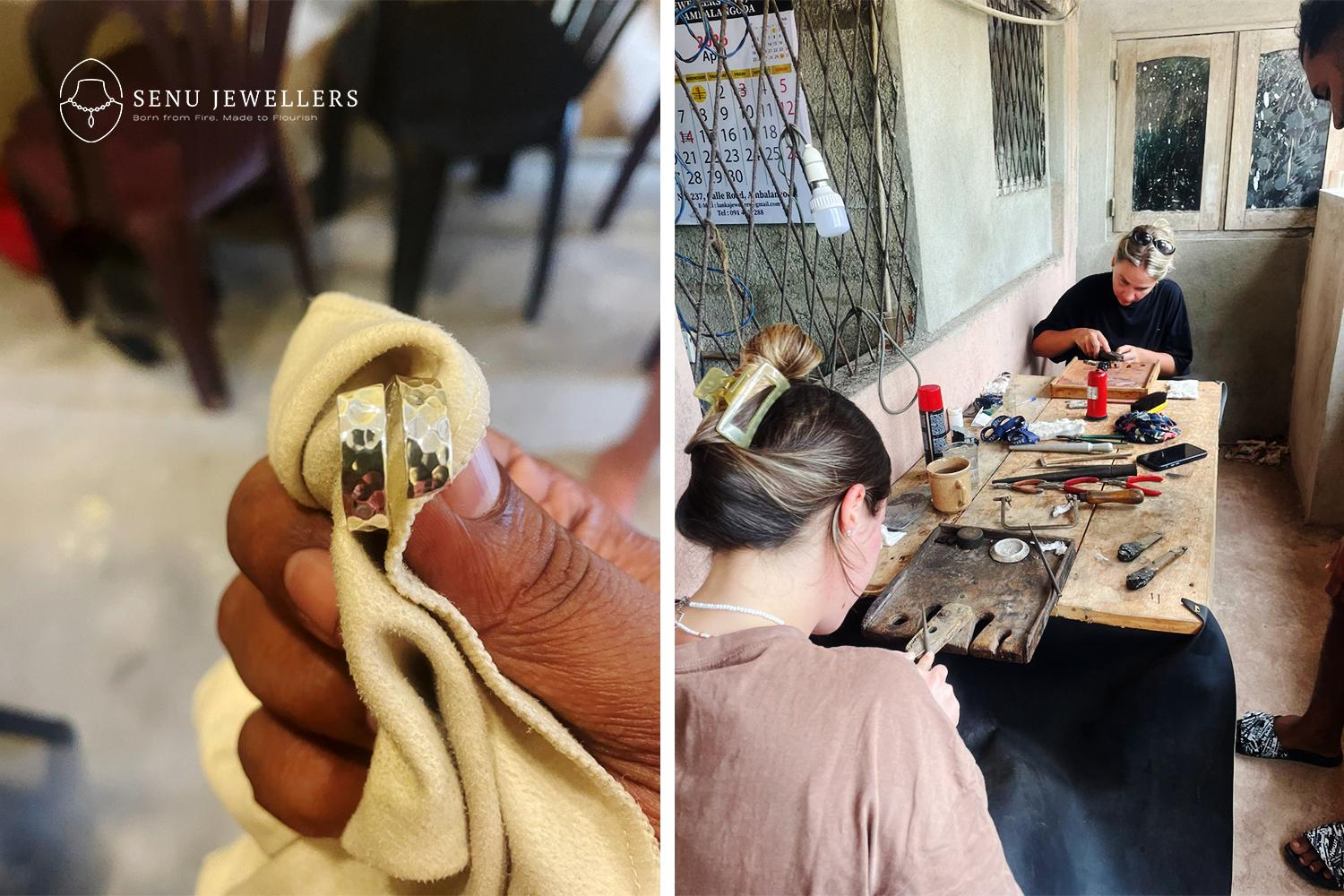 Taller tradicional de fabricación de joyas de plata en Arugambay