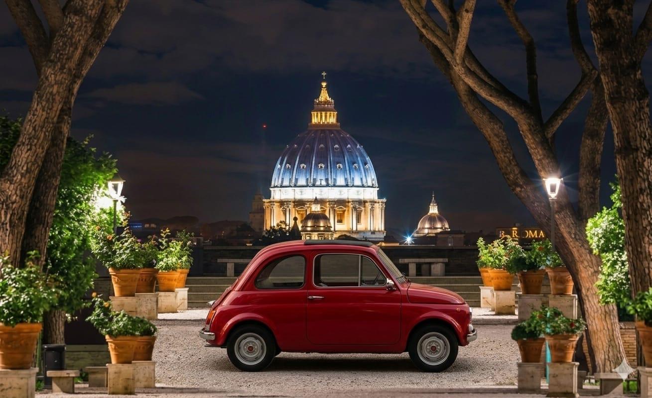 Tour en Fiat 500 vintage a las Catacumbas de San Calixto