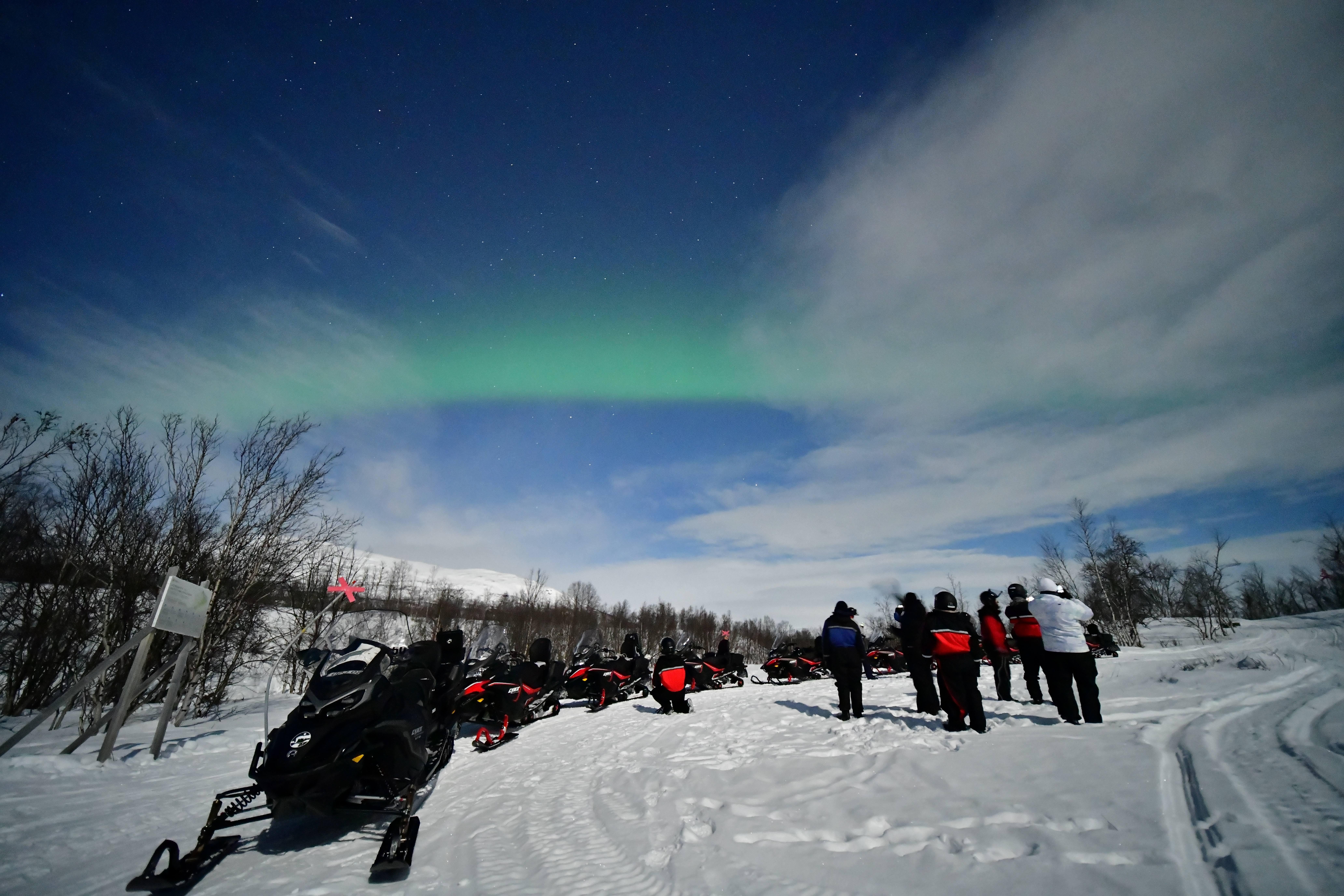 Abisko Snowmobile Aurora Chase