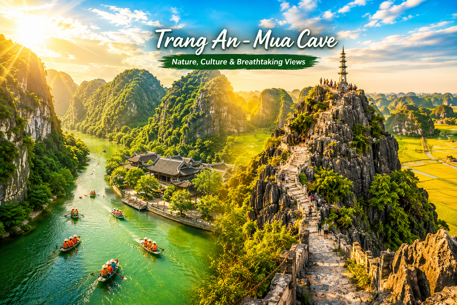 Ninh Binh Day Tour: Trang An, Hoa Lu, Mua Cave & Bich Dong Pagoda