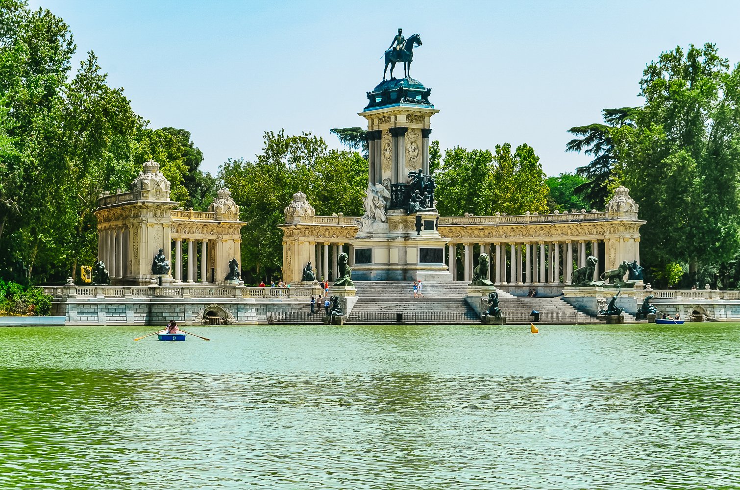 Retiro Park royal gardens — tree-lined promenade ridden during the iconic Madrid segway tour