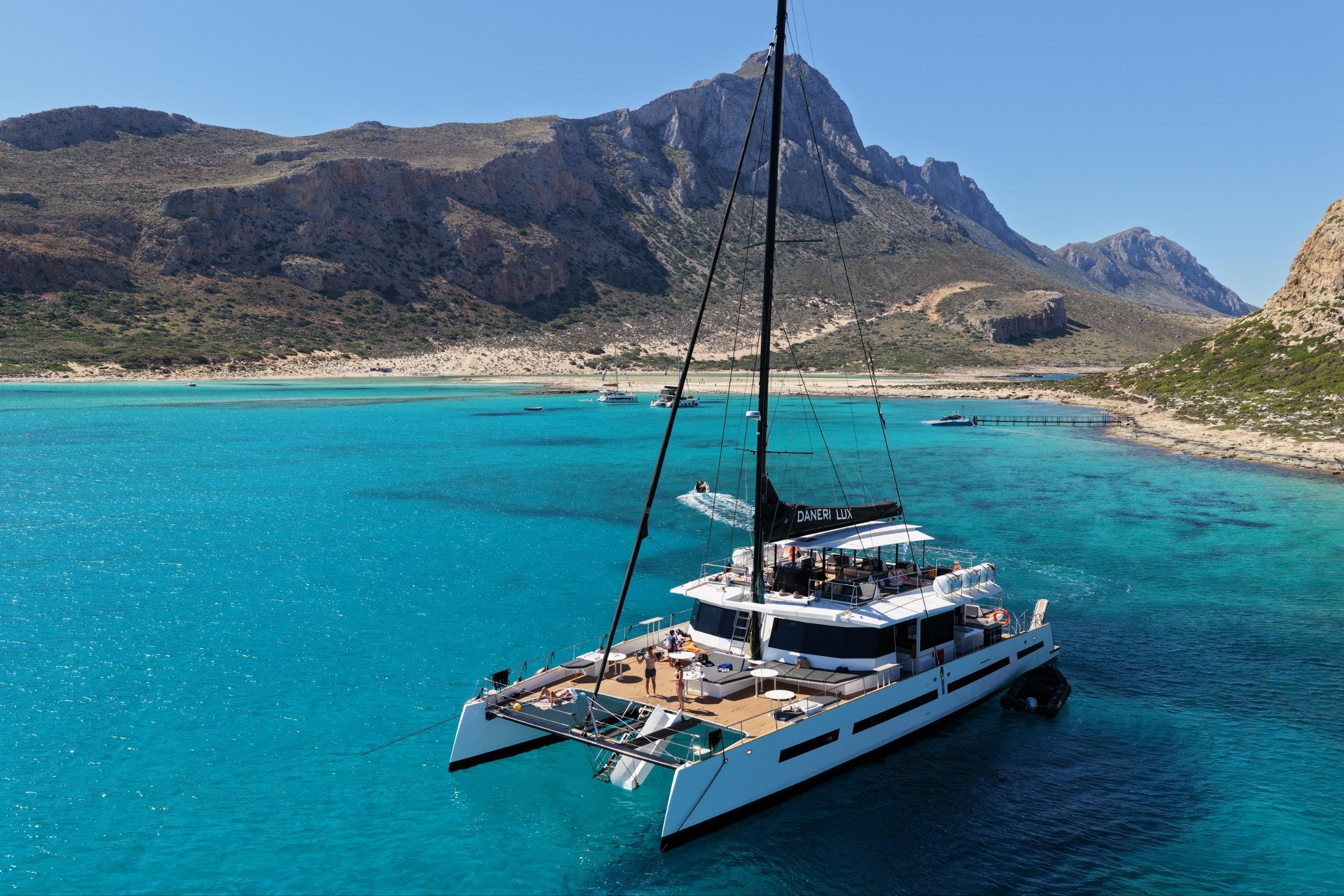 Balos Lagoon Sunset Catamaran Cruise with Snacks & Drinks