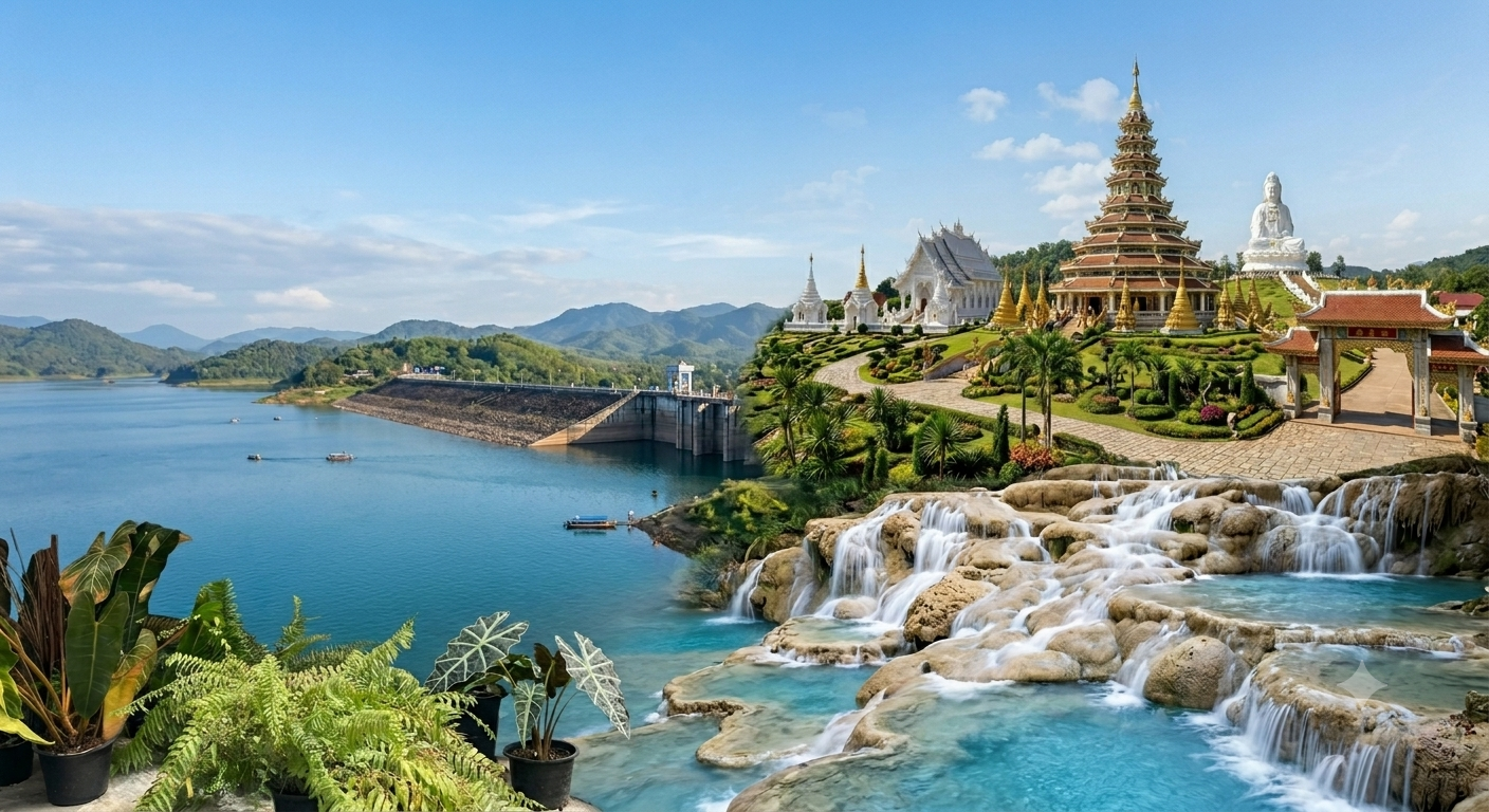 Sticky Waterfalls & Mae Ngat Dam Boat Tour