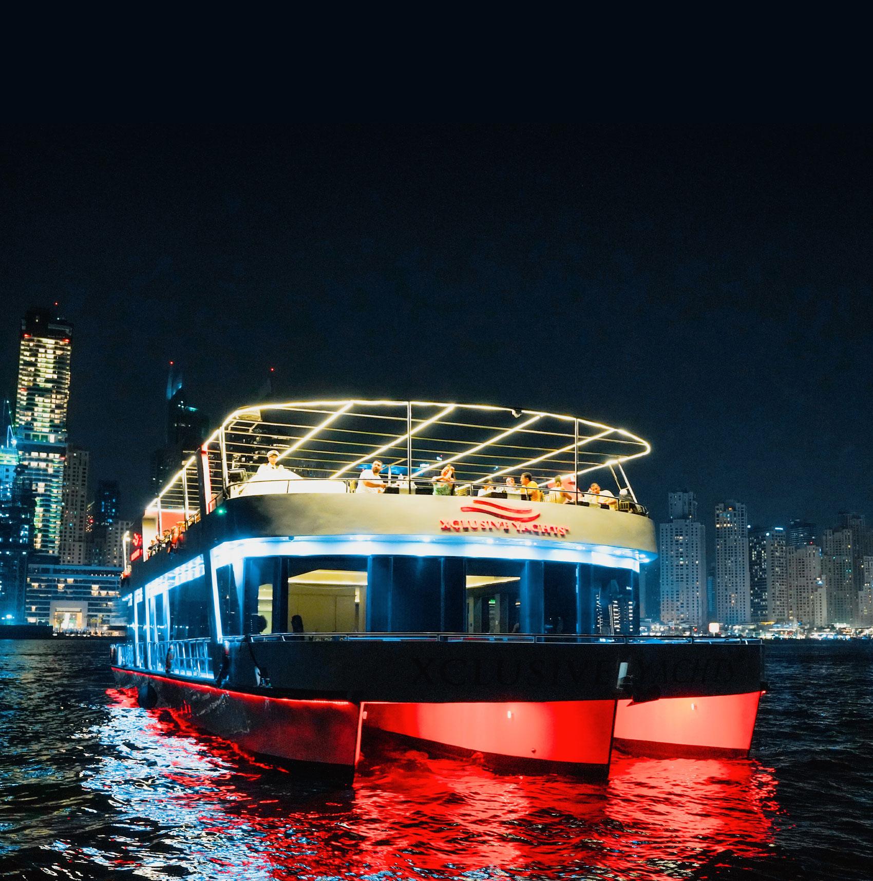 Dubai Marina Sunset & Dinner Cruise with Live Music & Open Bar