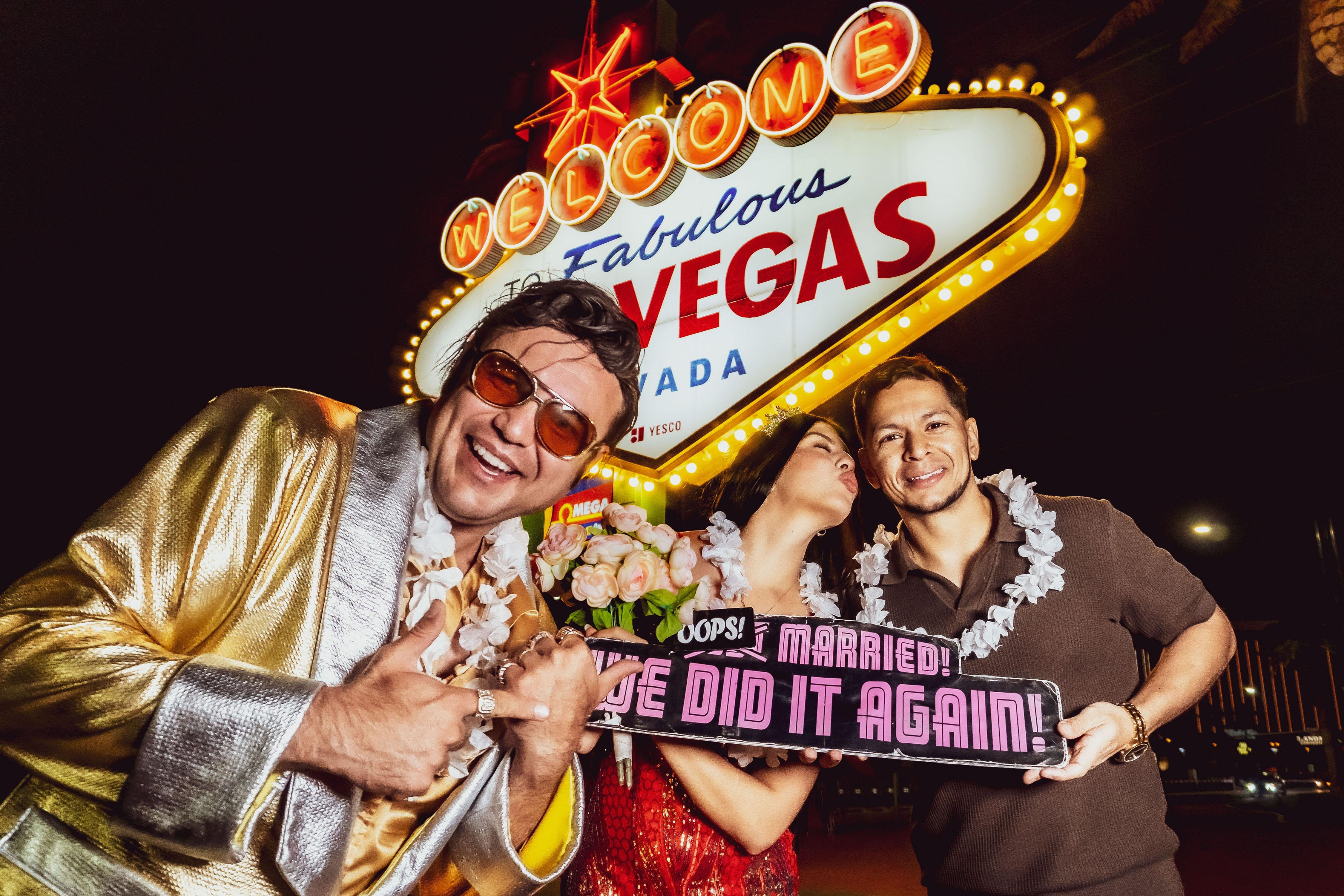 Elvis Wedding or Vow Renewal at Las Vegas Sign