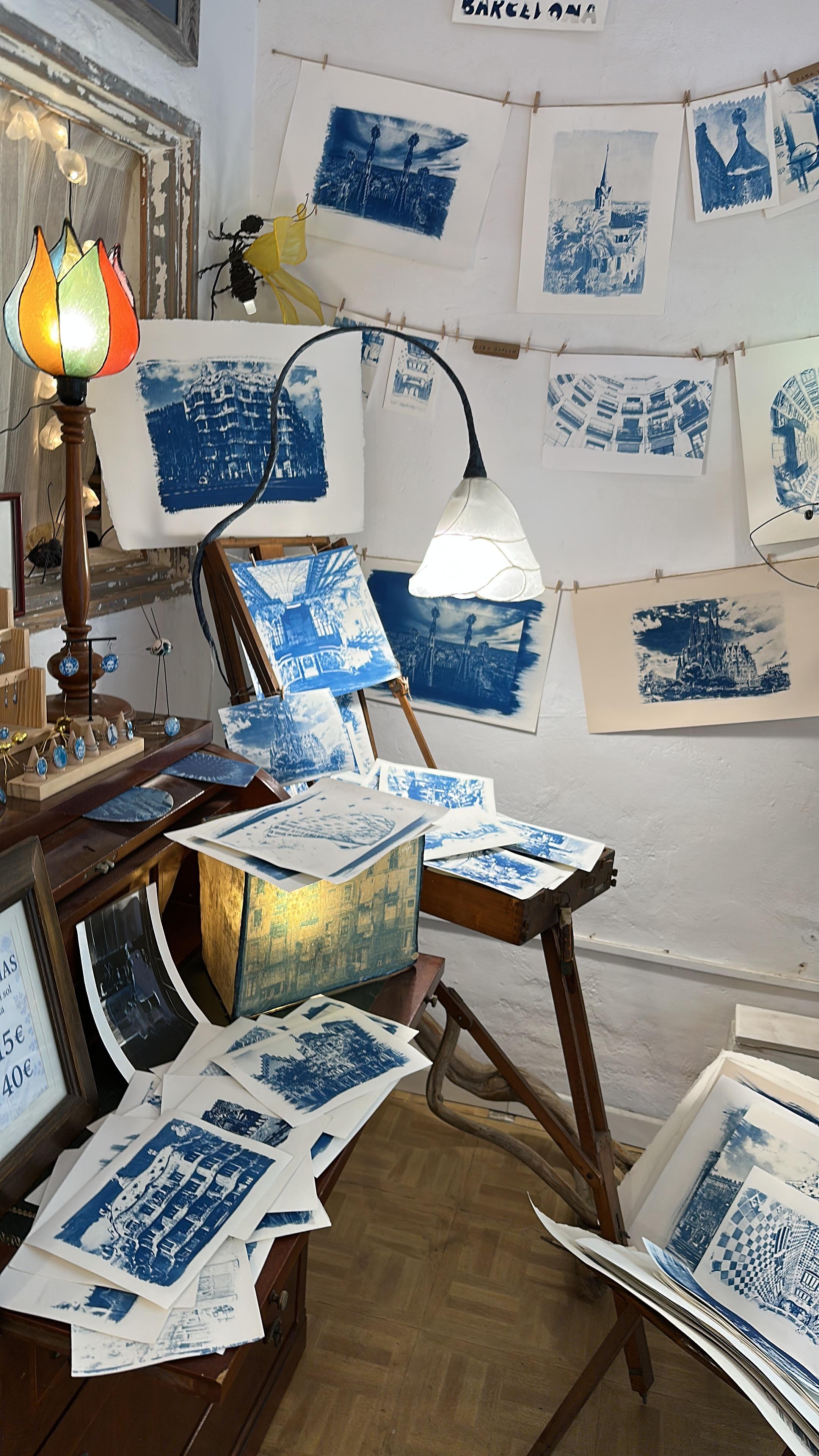Cyanotype workshop with wine and tapas in front of Casa Vicens
