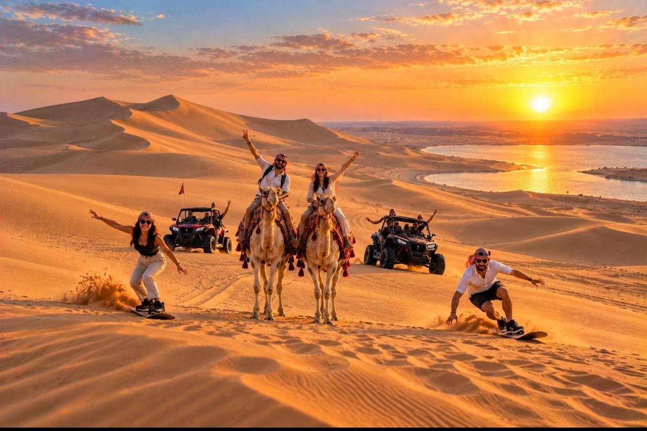 Sunset Desert Safari with Camel Ride & Sandboarding