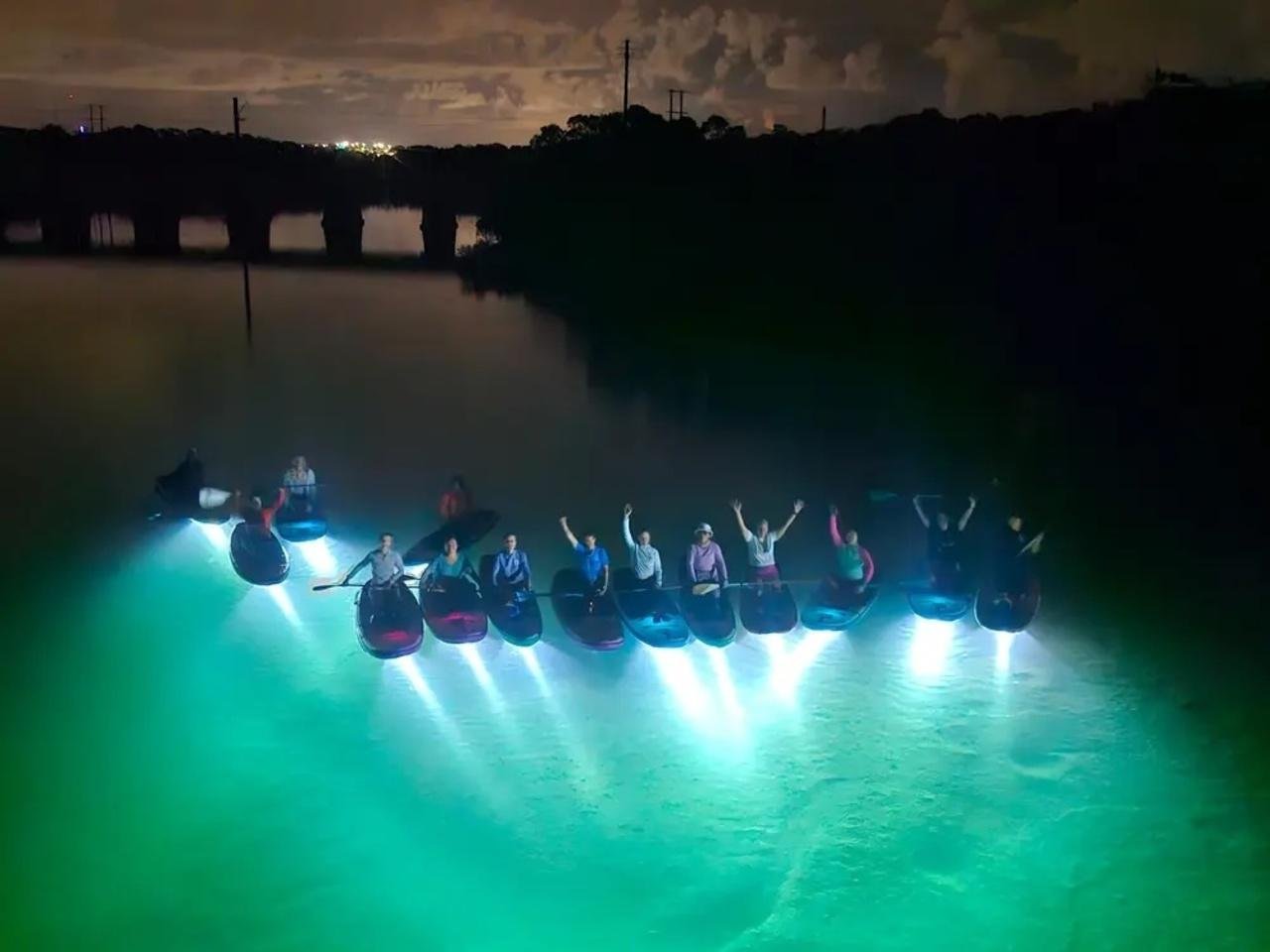 Night SUP with Underwater Lights on Lake Illawarra