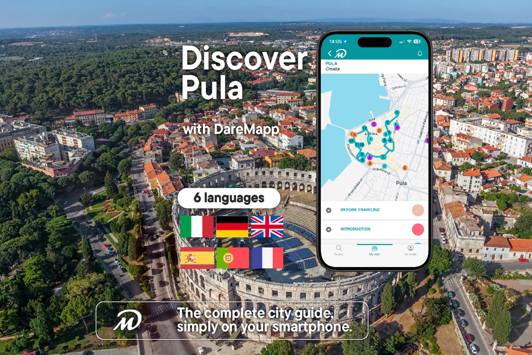 Self-Guided Pula Walking Tour via Mobile App
