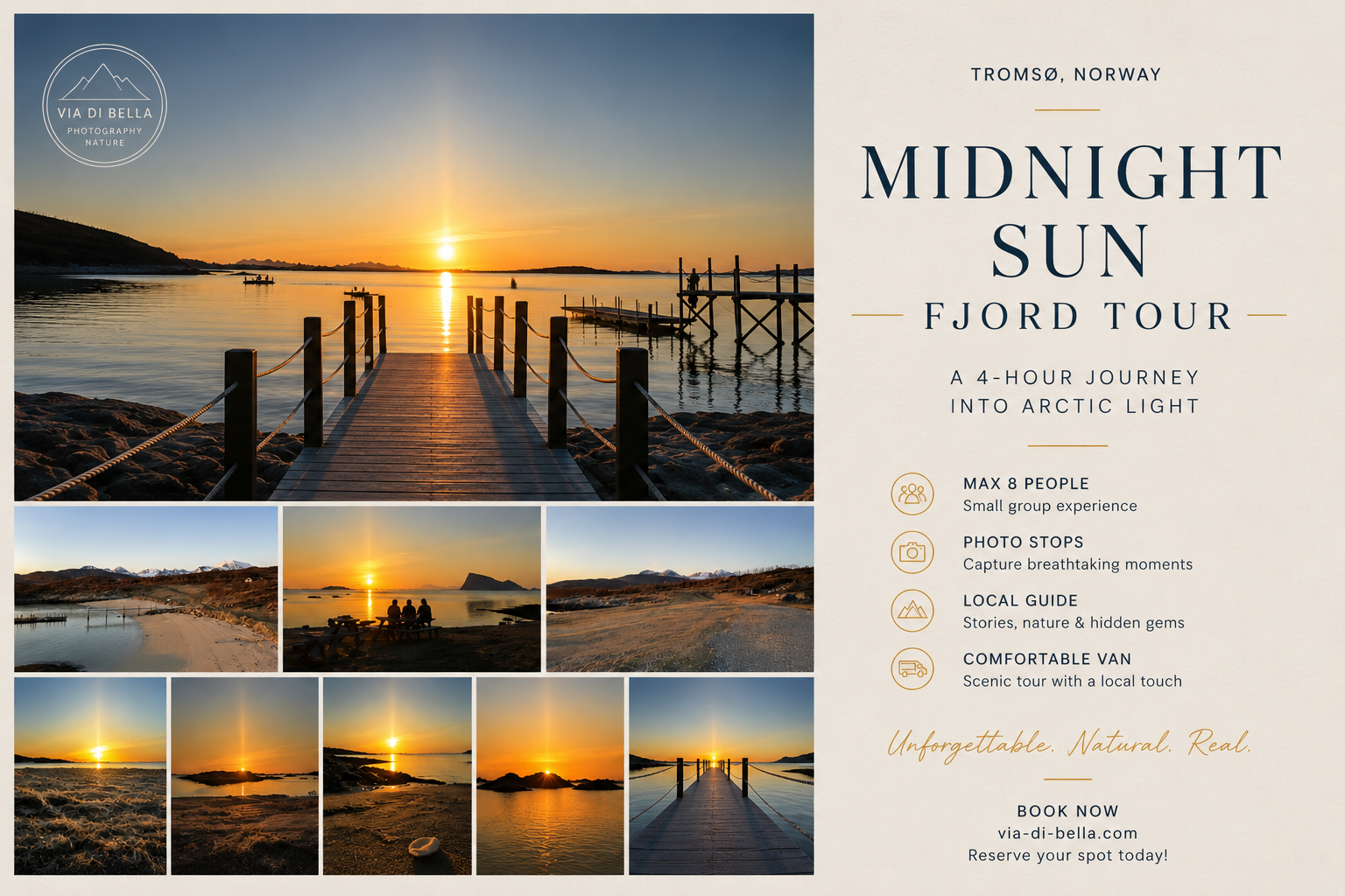 Sommarøy midnight sun tour — small-group fjord photo stops near Tromsø at midnight — image 14