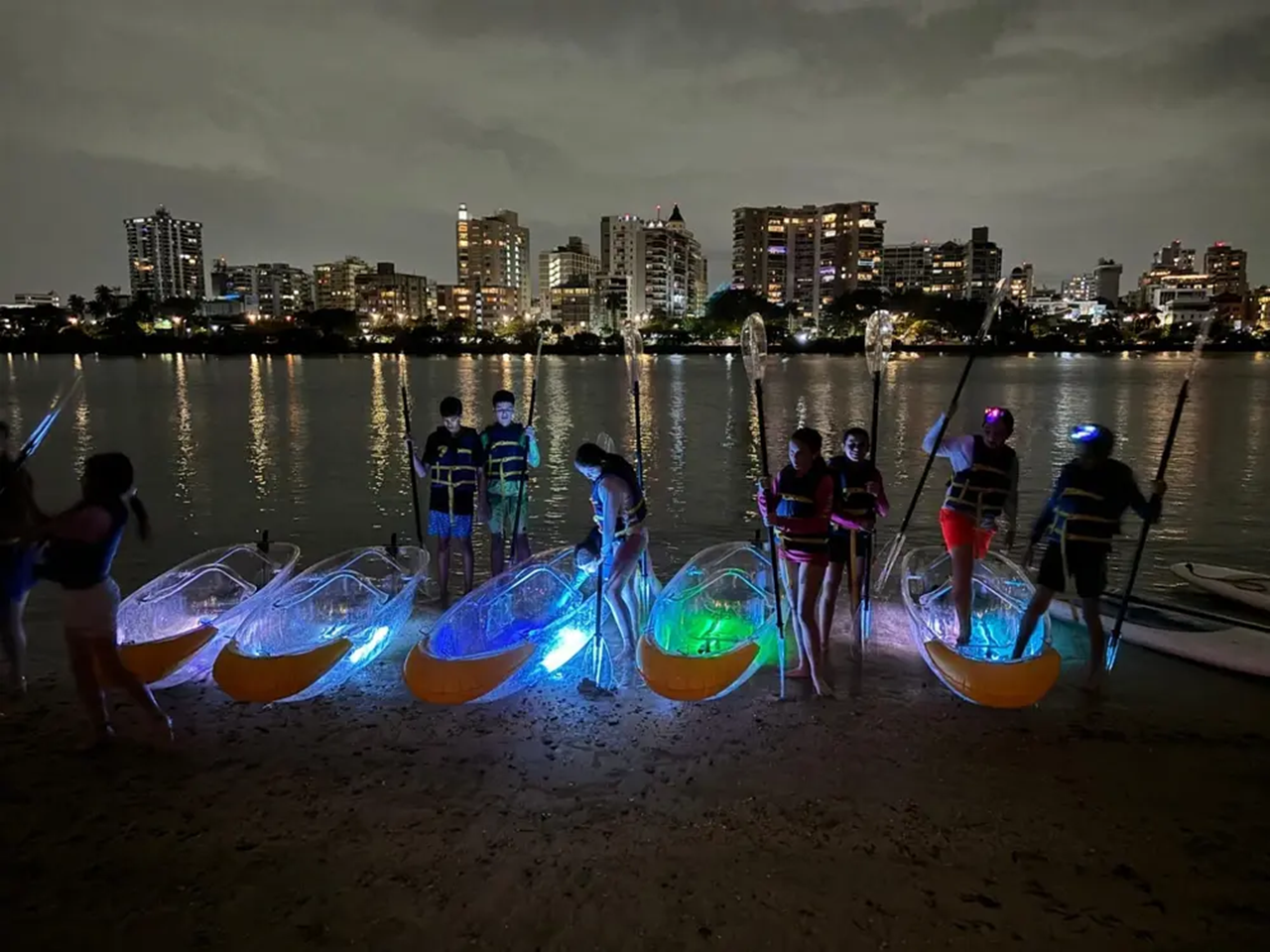 LED-Illuminated Clear Kayak Tour at Night