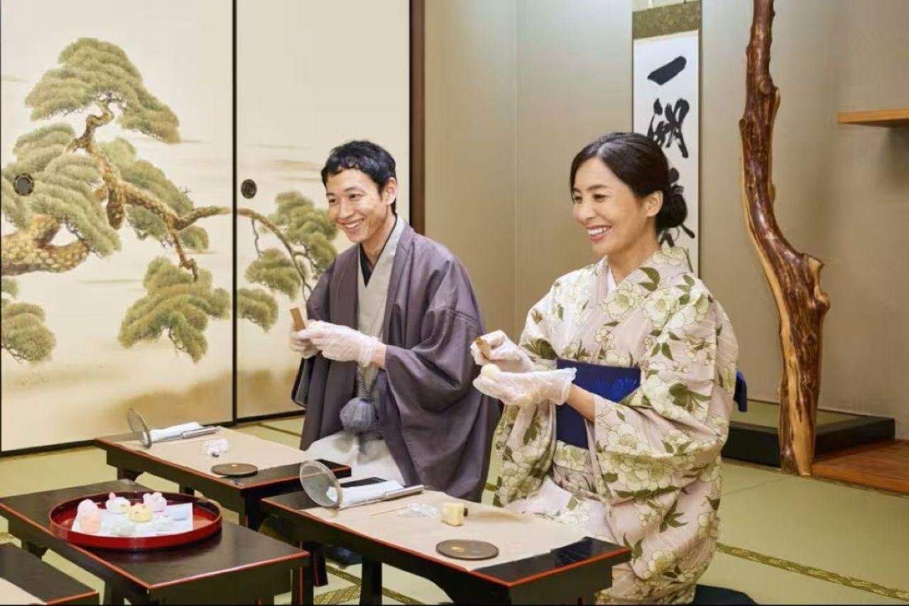 Wagashi Crafting & Kimono Tea Ceremony in Asakusa