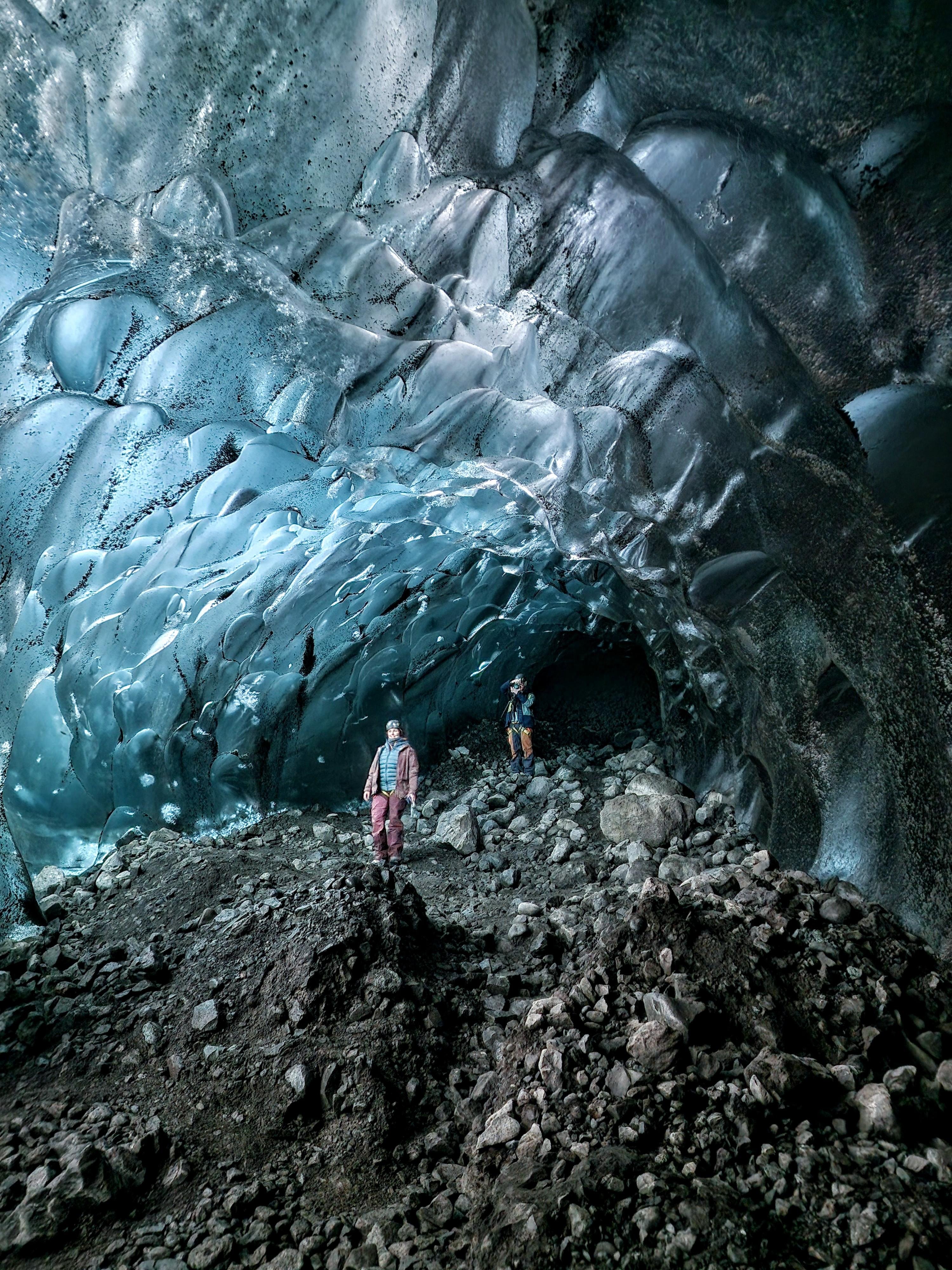 Deep sapphire walls of a natural ice cave under Vatnajökull glacier