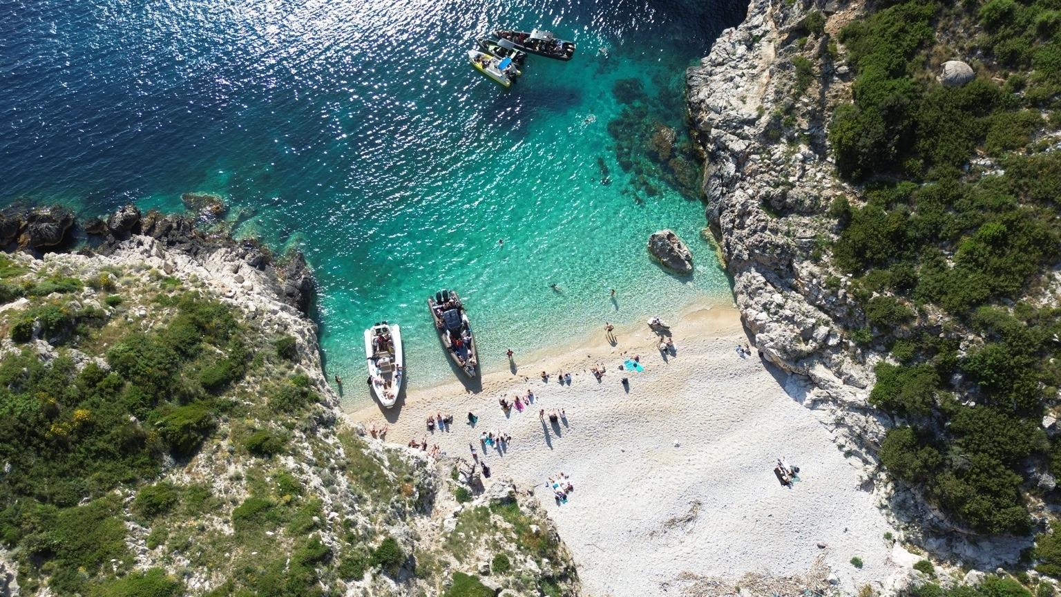 Grama Bay & Blue Cave Speedboat Tour from Vlore