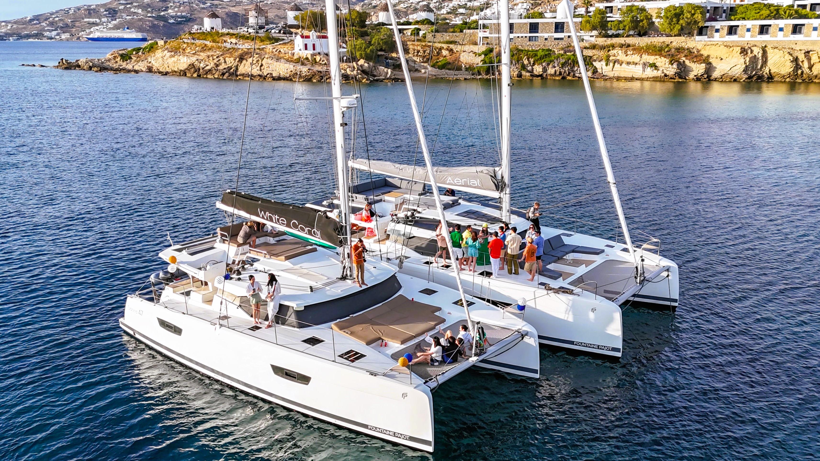 Mykonos Luxury Catamaran Cruise with 3-Course Gourmet Meal