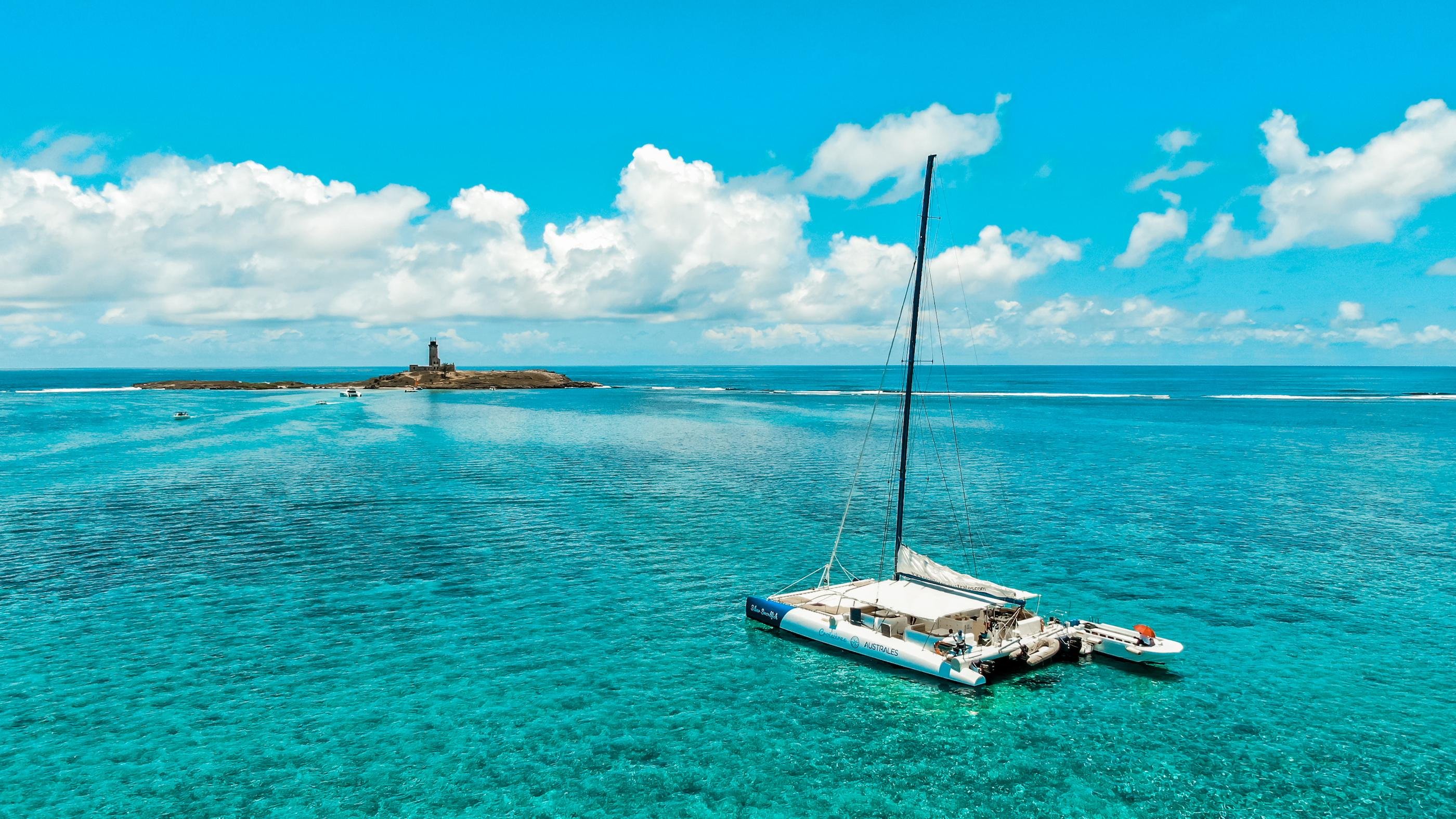 Catamaran anchored in the turquoise southeast lagoon