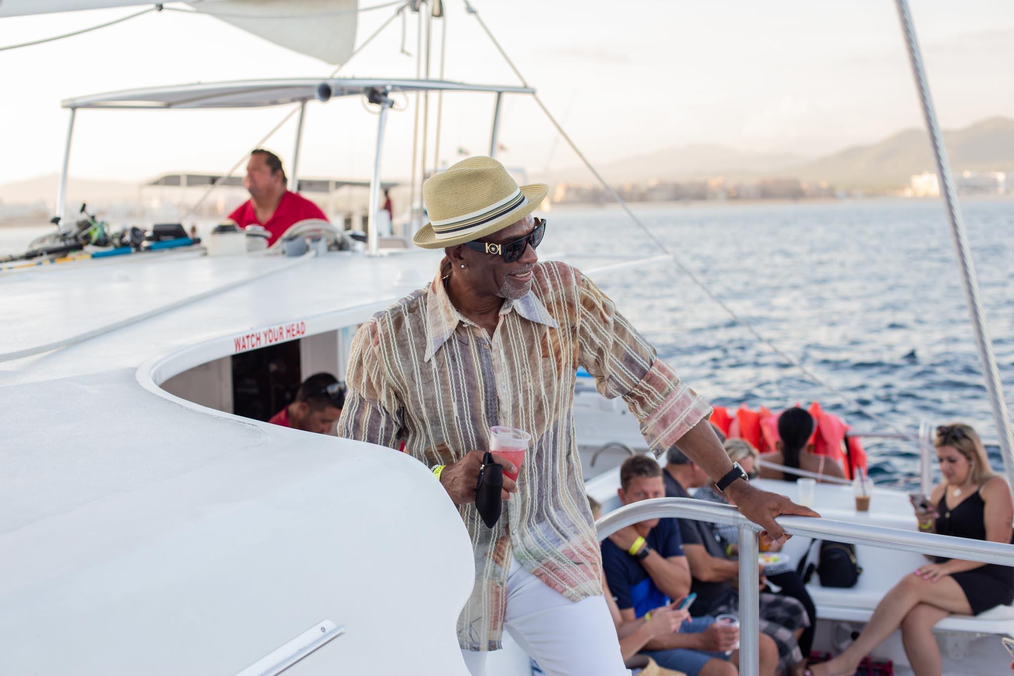 Cabo San Lucas Sunset Catamaran Cruise with Open Bar & Appetizers