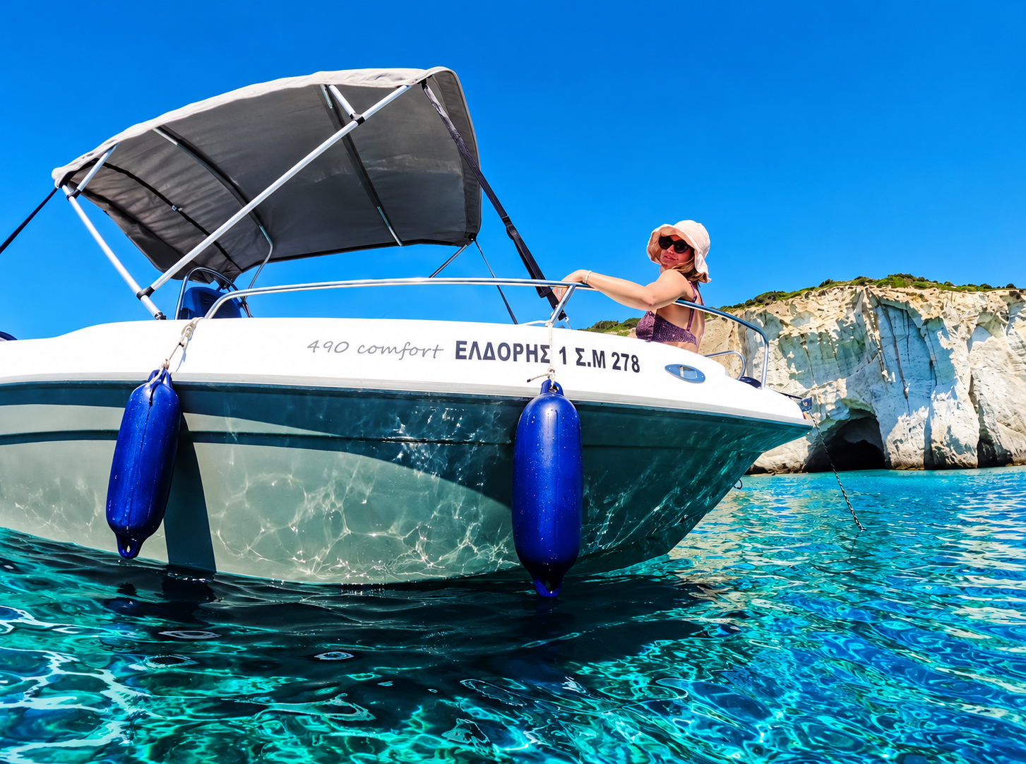 Milos Self-Drive Boat to Kleftiko & Sykia Cave