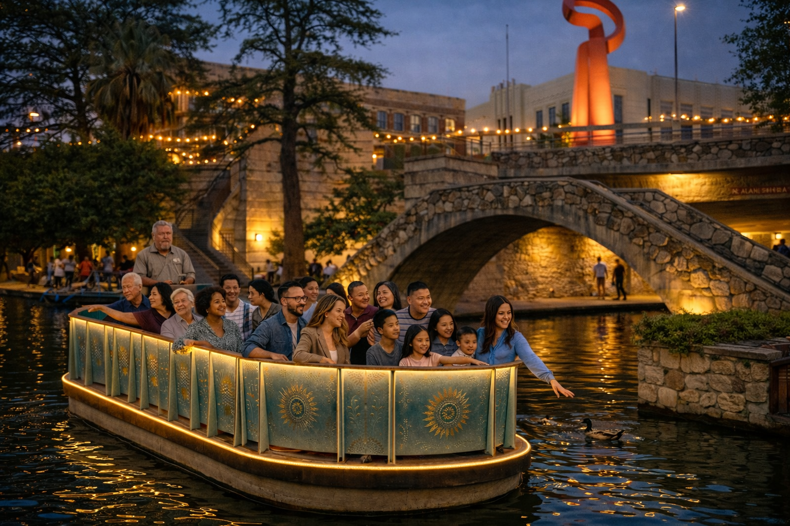 San Antonio Night Lights: Tower, River Cruise & City Drive