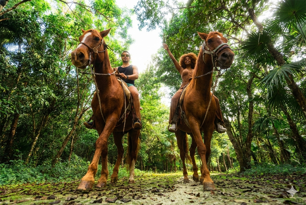 Riviera Maya Multi-Adventure: Horses, ATVs, Ziplines & Cenote