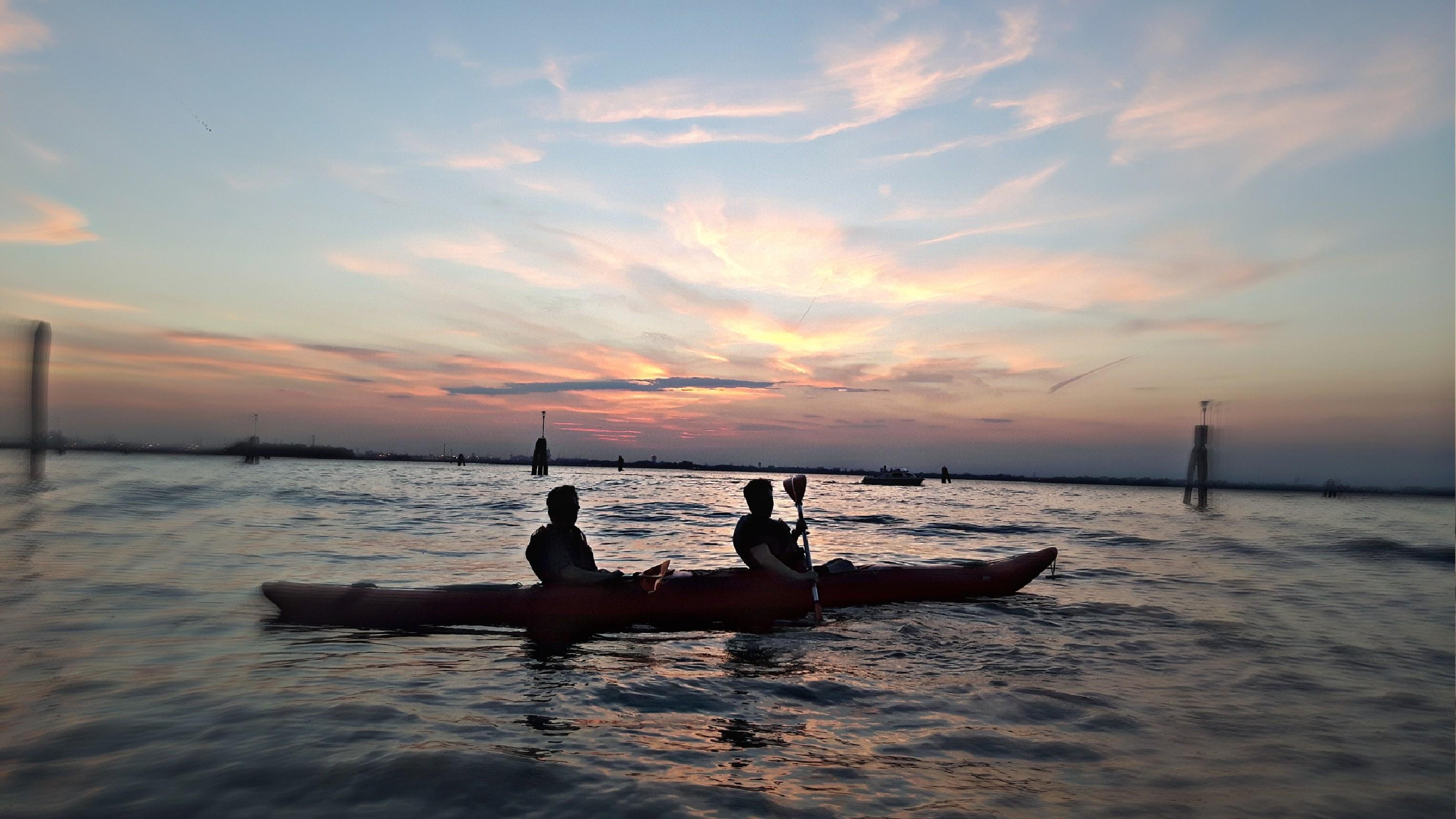 Sunset Kayaking Through Venice's Canals