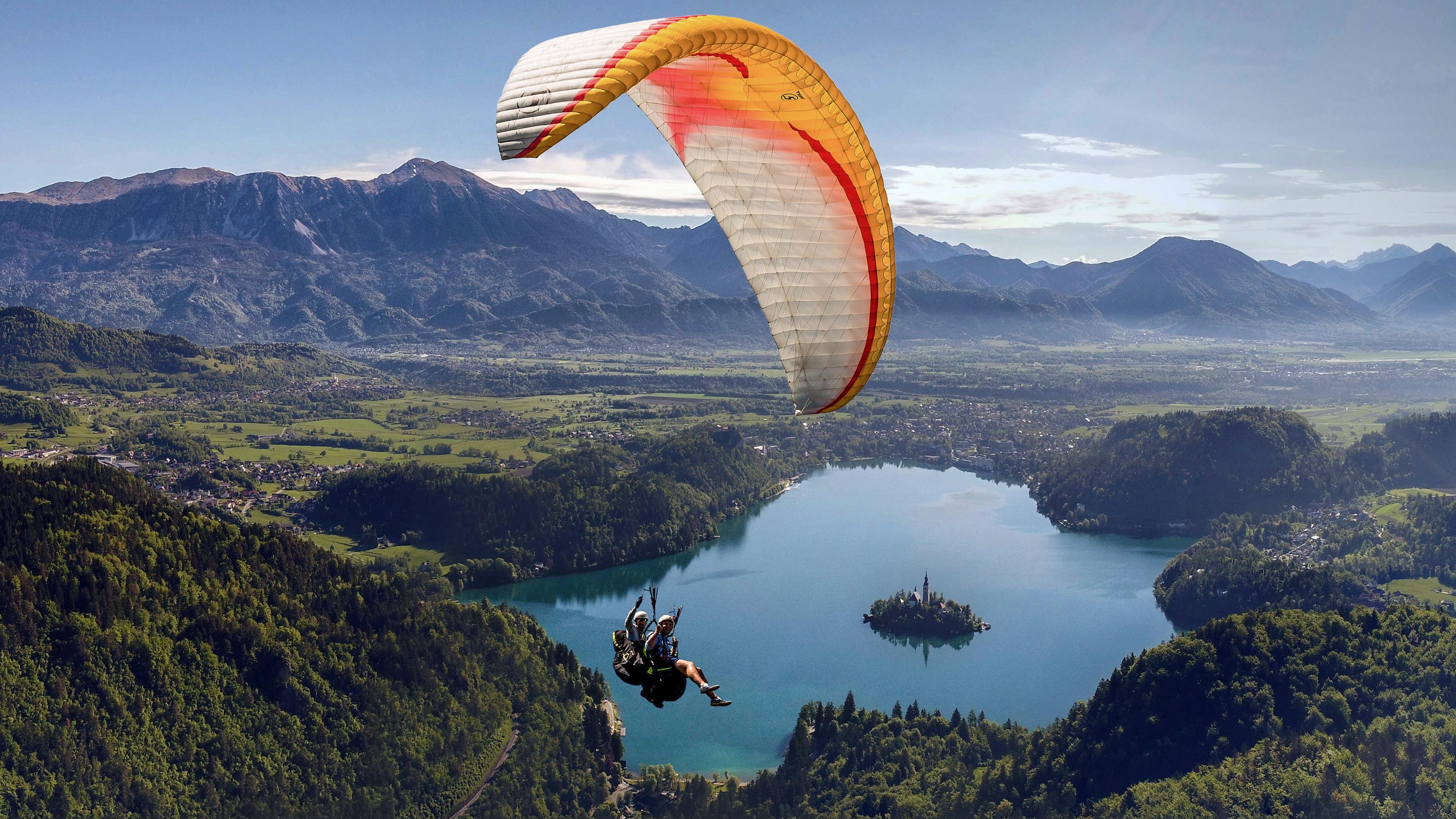Tandem Paragliding Flight Over Lake Bled