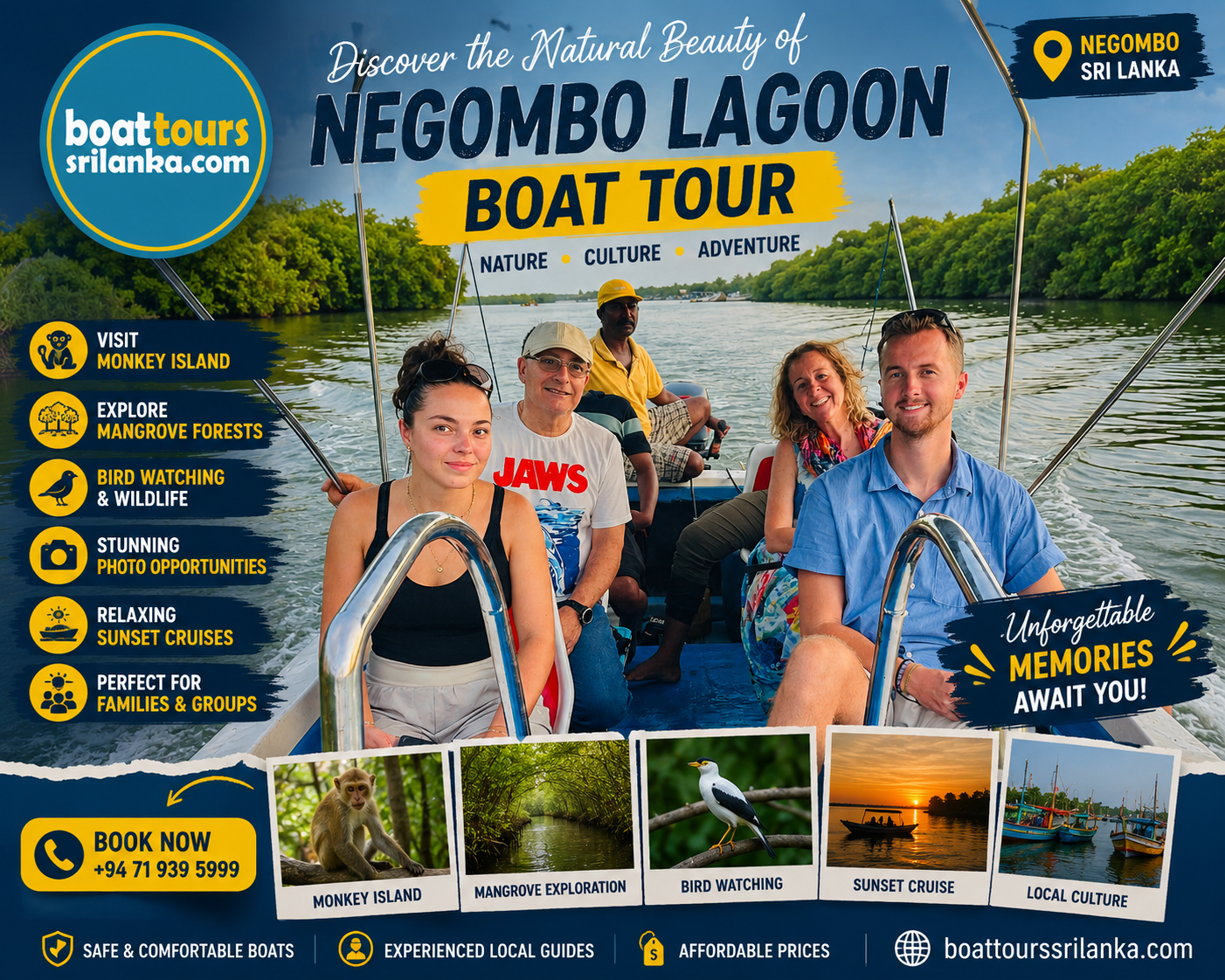 Negombo Lagoon Boat Safari with Monkey Island