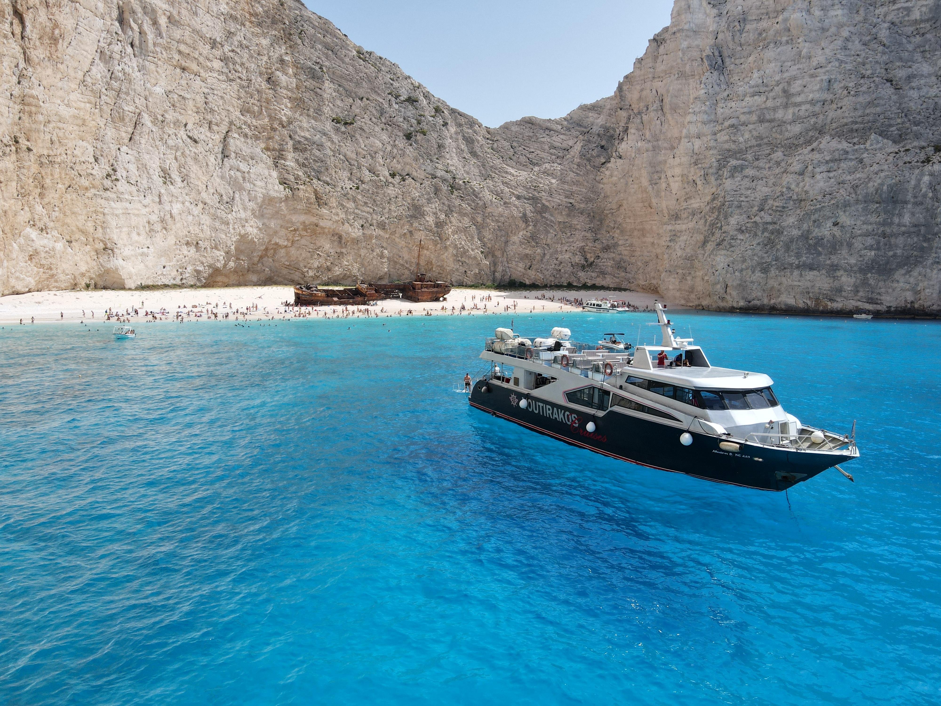 Zakynthos Full-Island Yacht Cruise with Shipwreck & Cave Exploration
