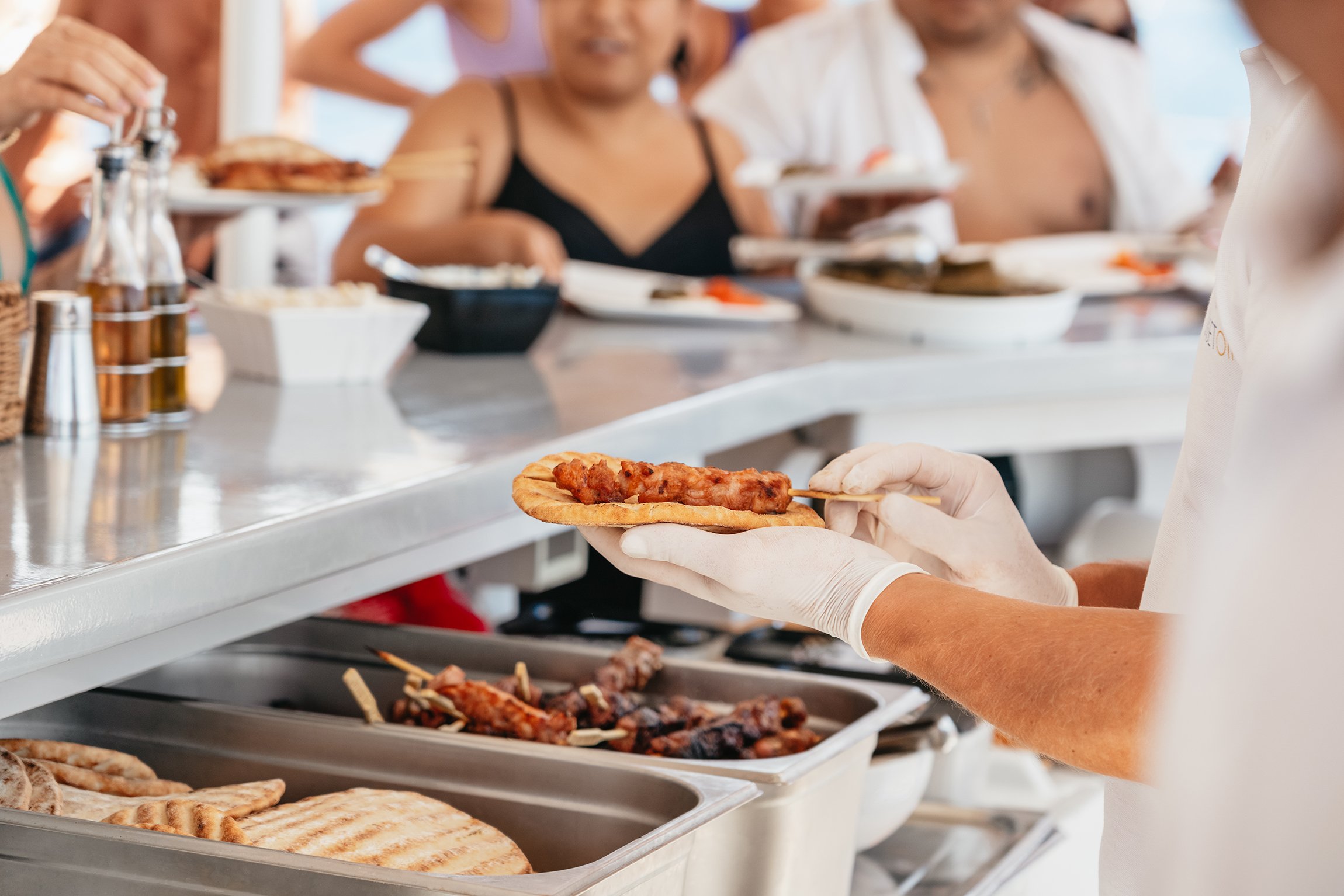 Santorini Catamaran Cruise with BBQ, Drinks & Music