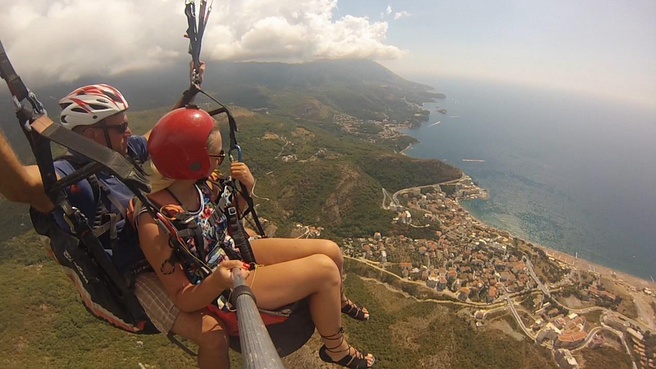 Tandem Paragliding over the Budva Riviera from Bečići