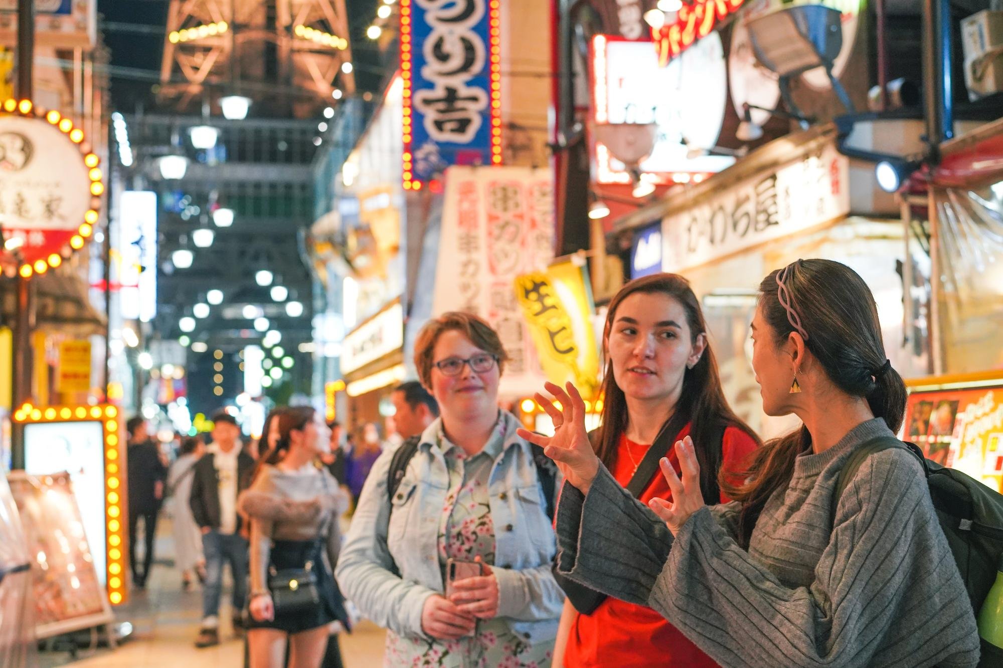 Osaka Street Food Walking Tour with Okonomiyaki Cooking