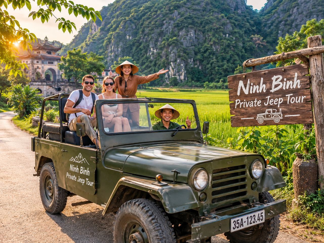 Private Vintage Jeep Tour: Trang An, Mua Cave & Bich Dong Pagoda