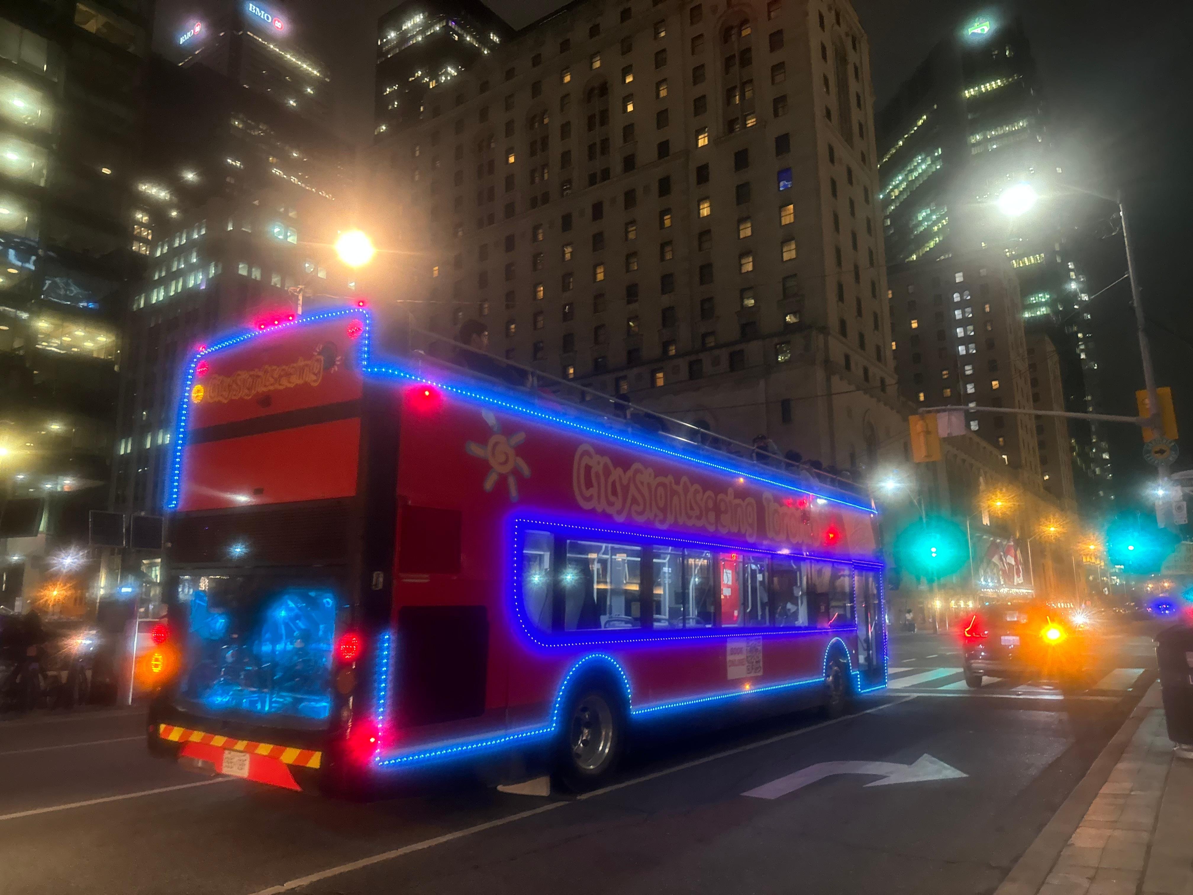 Toronto Night Sightseeing on Open-Top Double-Decker Bus