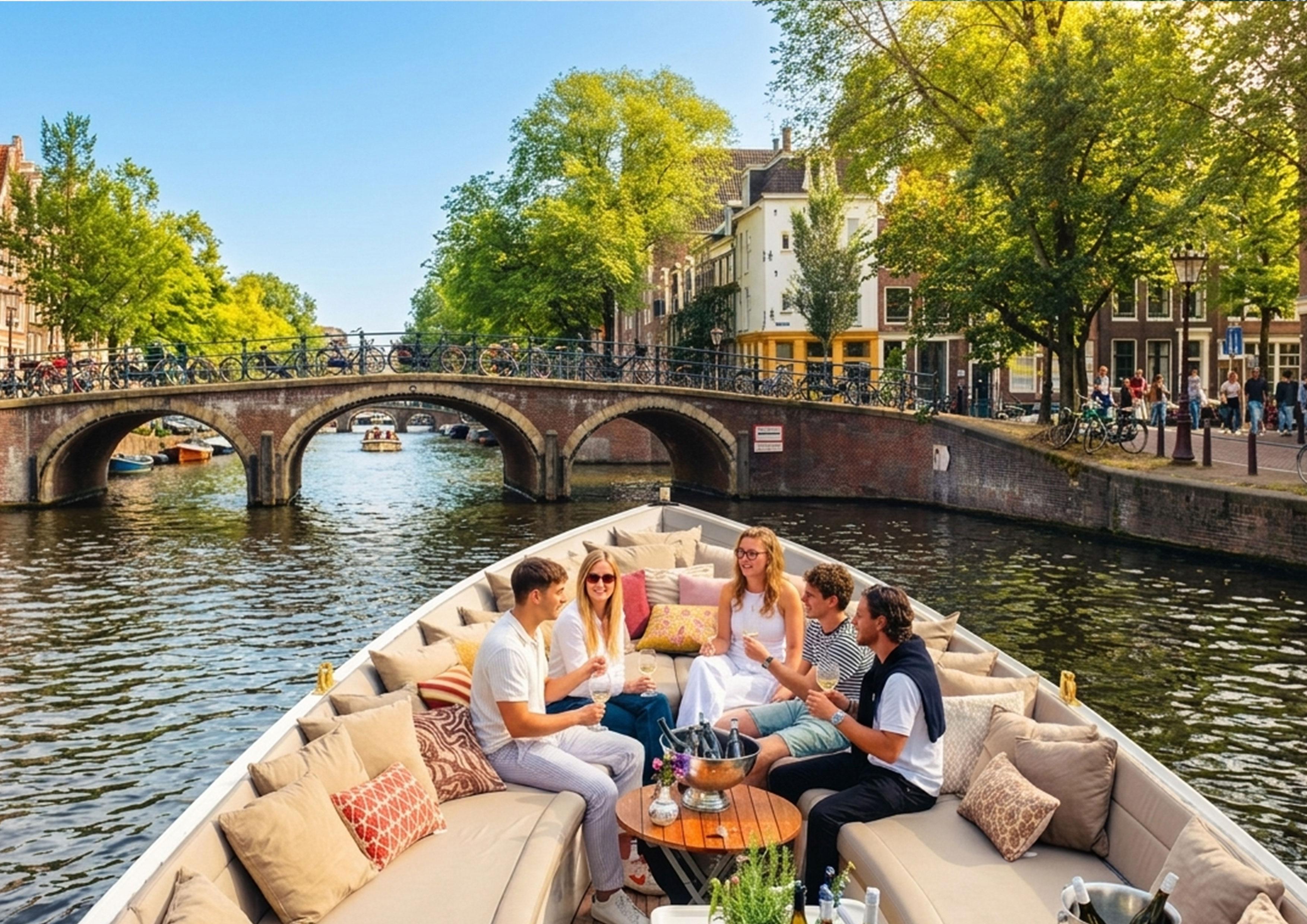Classic Saloon Boat Canal Cruise with Prosecco